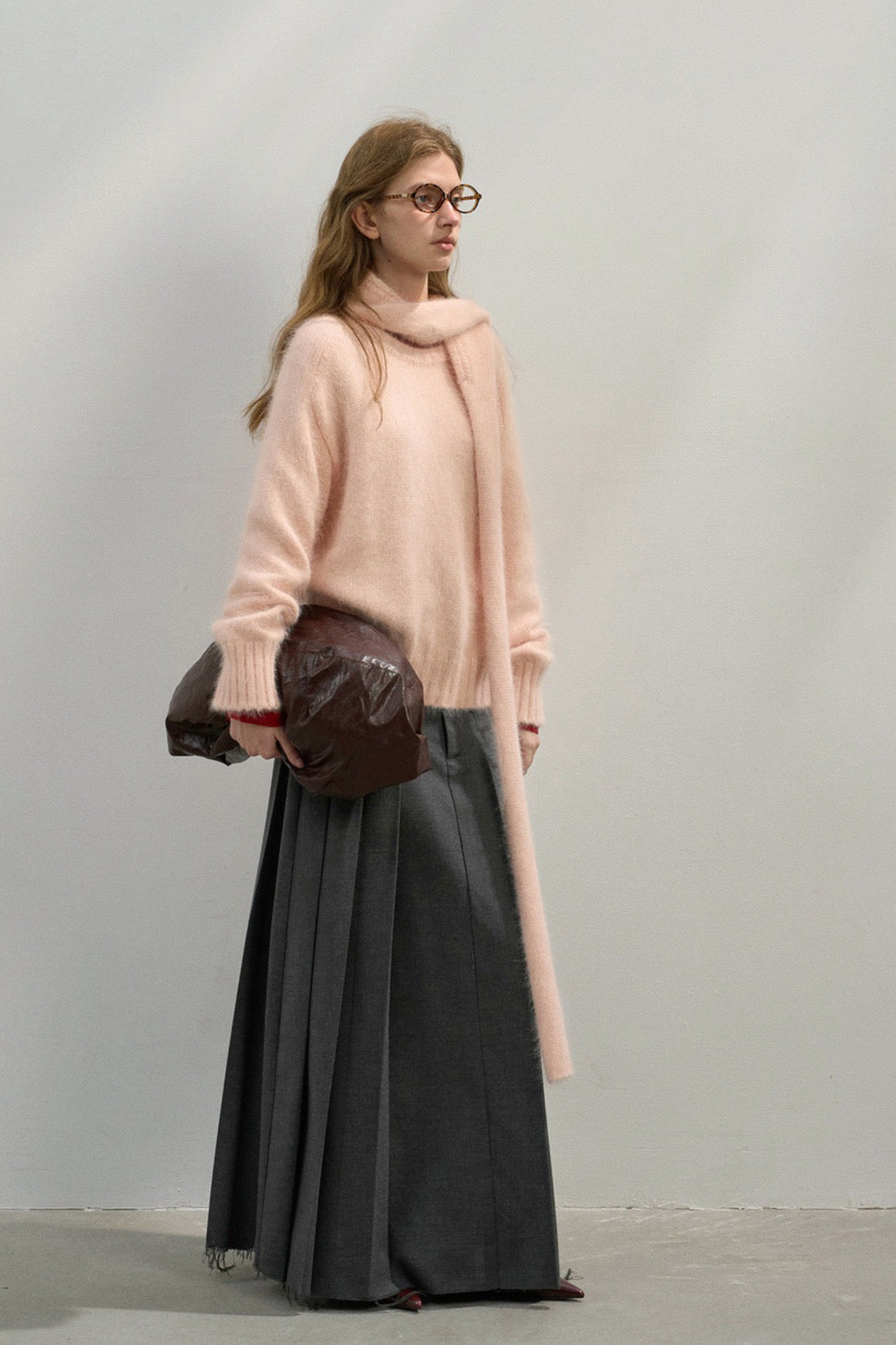 Flattering pleated raw-edge finish A-line skirt | 4 color