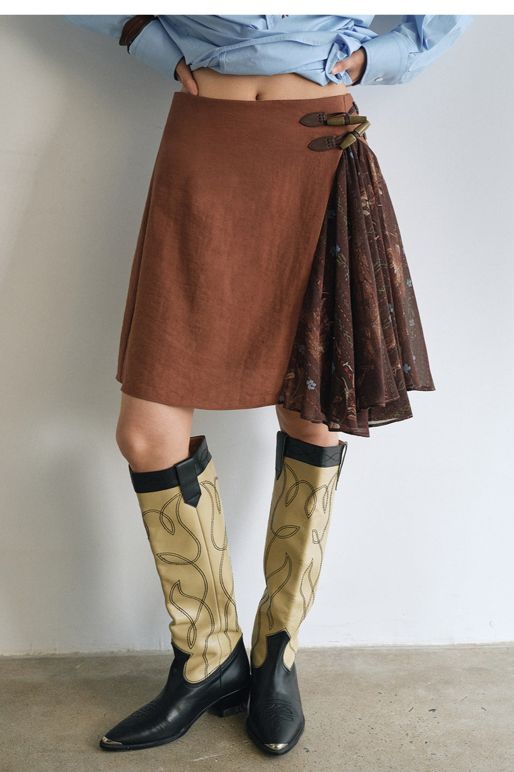 Viscose blend retro style street-ready skirt | 2 color