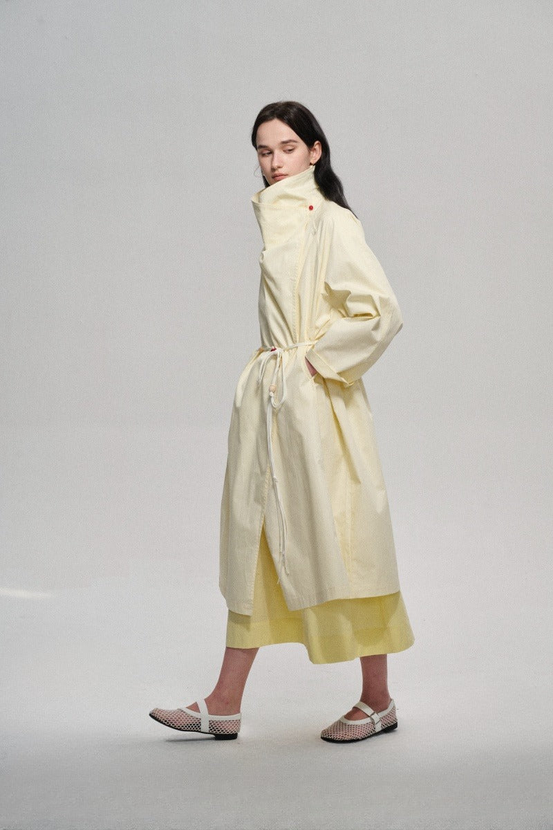 100 cotton structured silhouette trench coat | 2 color