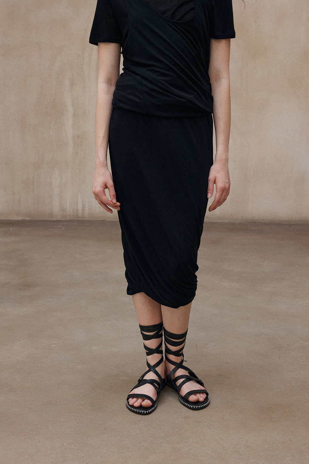 Wool blend twisted layered effect soft skirt | 2 color
