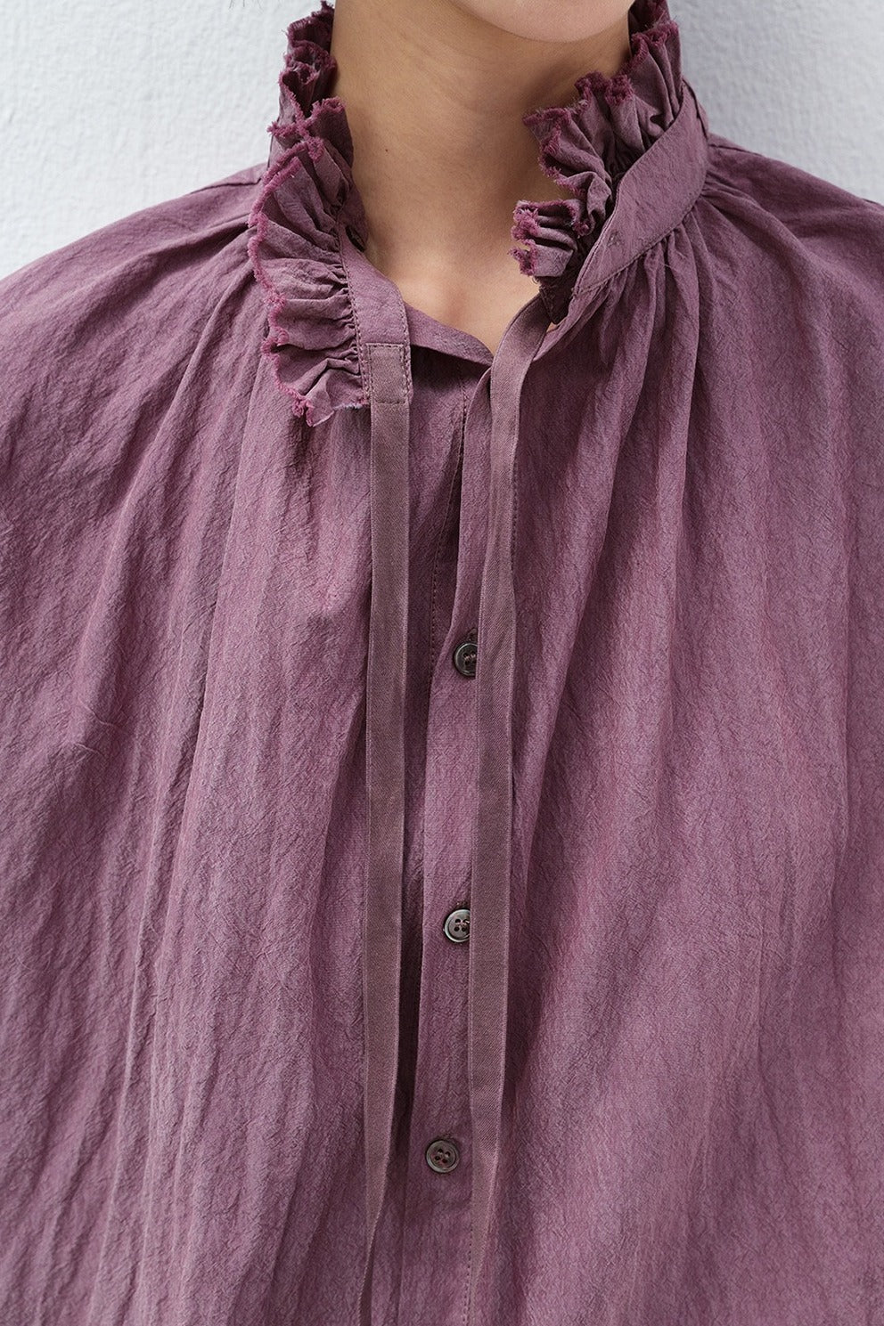 Lyocell blend paper texture matte feel shirt | 2 color