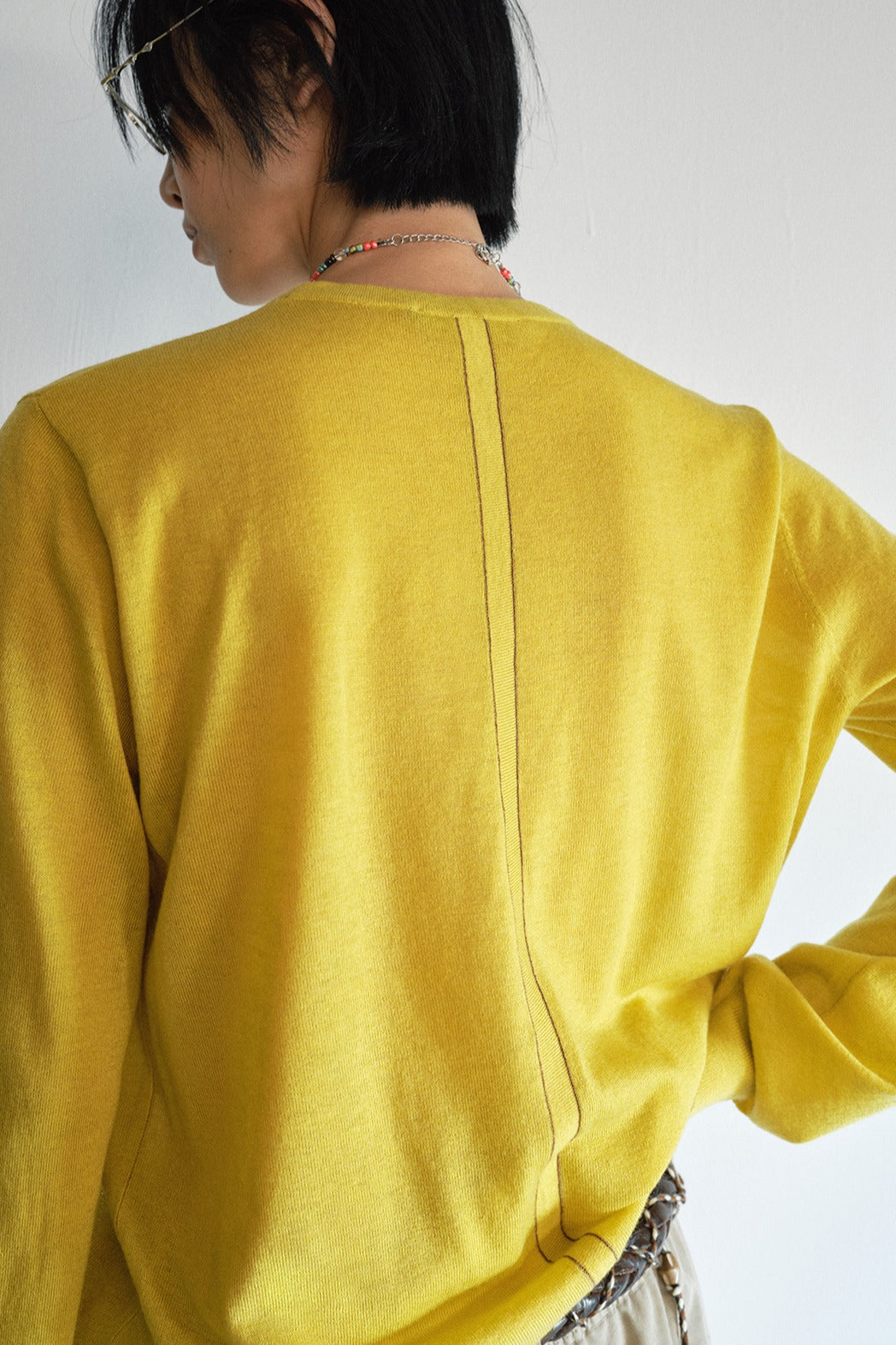 Wool blend back lines loose fit knitwear | 6 color