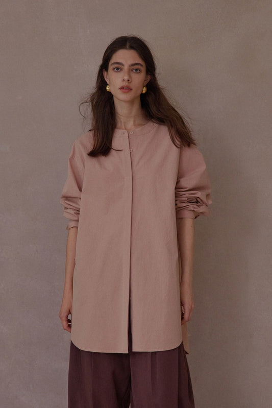 100% cotton relaxed clean-fit raw-edge neck shirt | 3 color