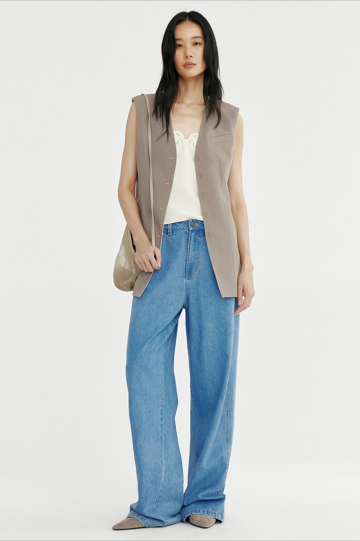100% cotton straight loose wide-leg jean