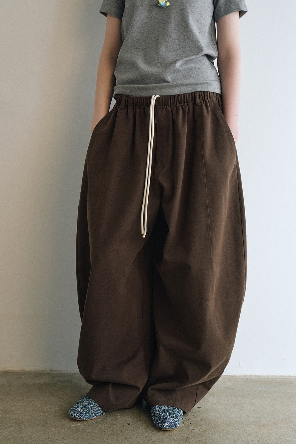 Cotton blend ultra-relaxed patchwork banana silhouette pants | 5 color