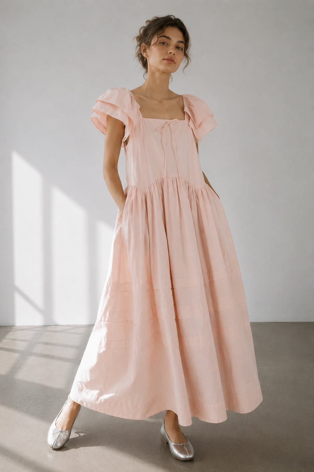retro maxi dresses Mid Century Modern Dress, 60s 1960s Vintage Long Spaghetti Starcove Fashion long sleeves with delicate button details UO Ruby Retro Polka Dot
