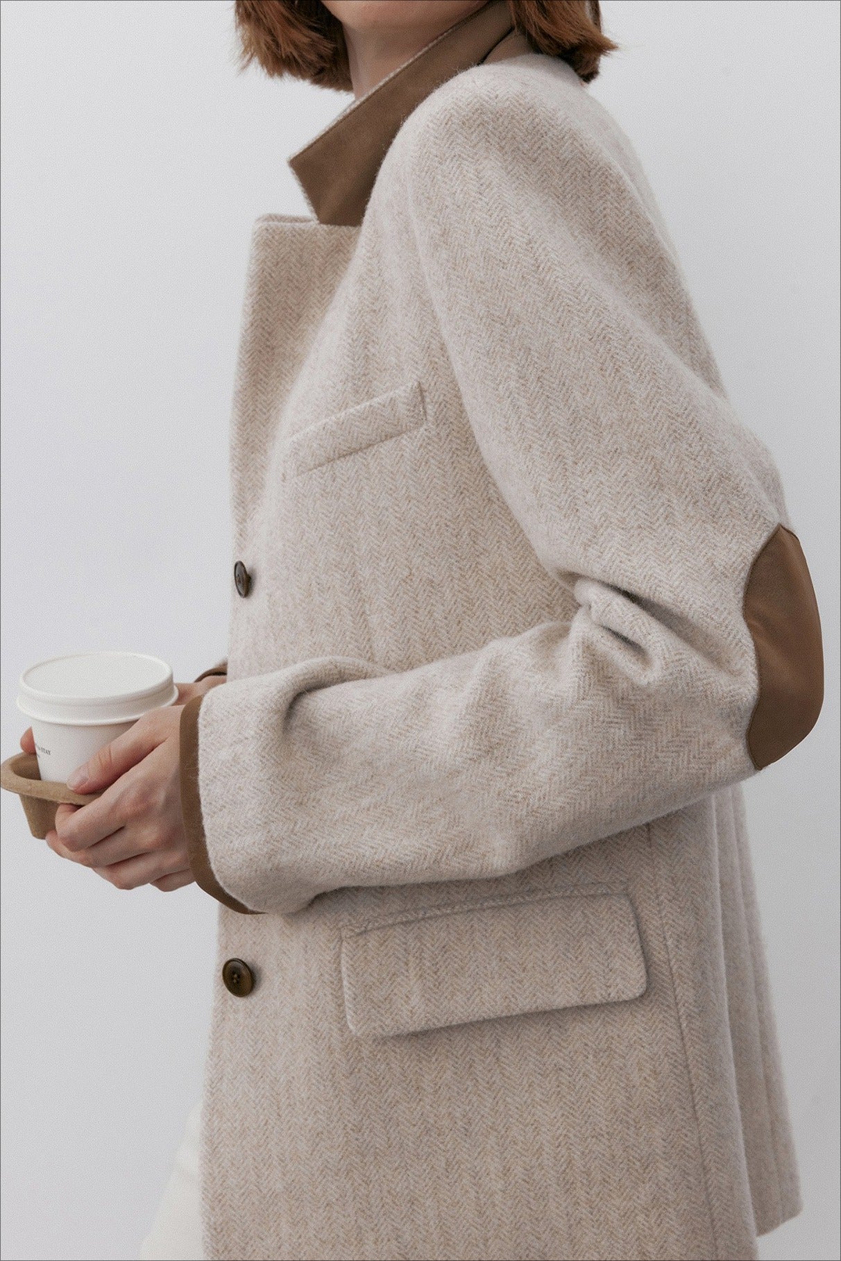 Wool-cashmere chic fit mid-length suit jacket