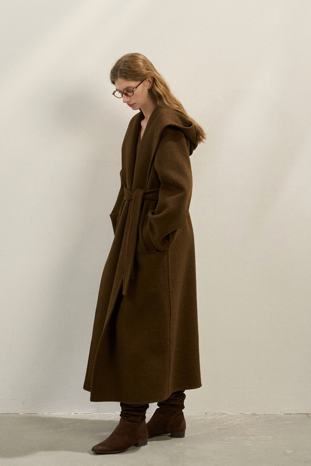 Wool blend alpaca double-sided hooded over coat | 4 color