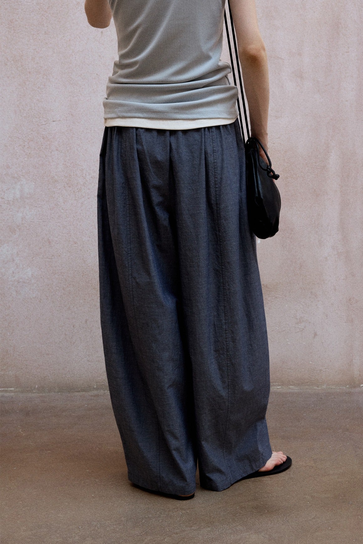 Cotton blend linen wide-leg pants | 2 color