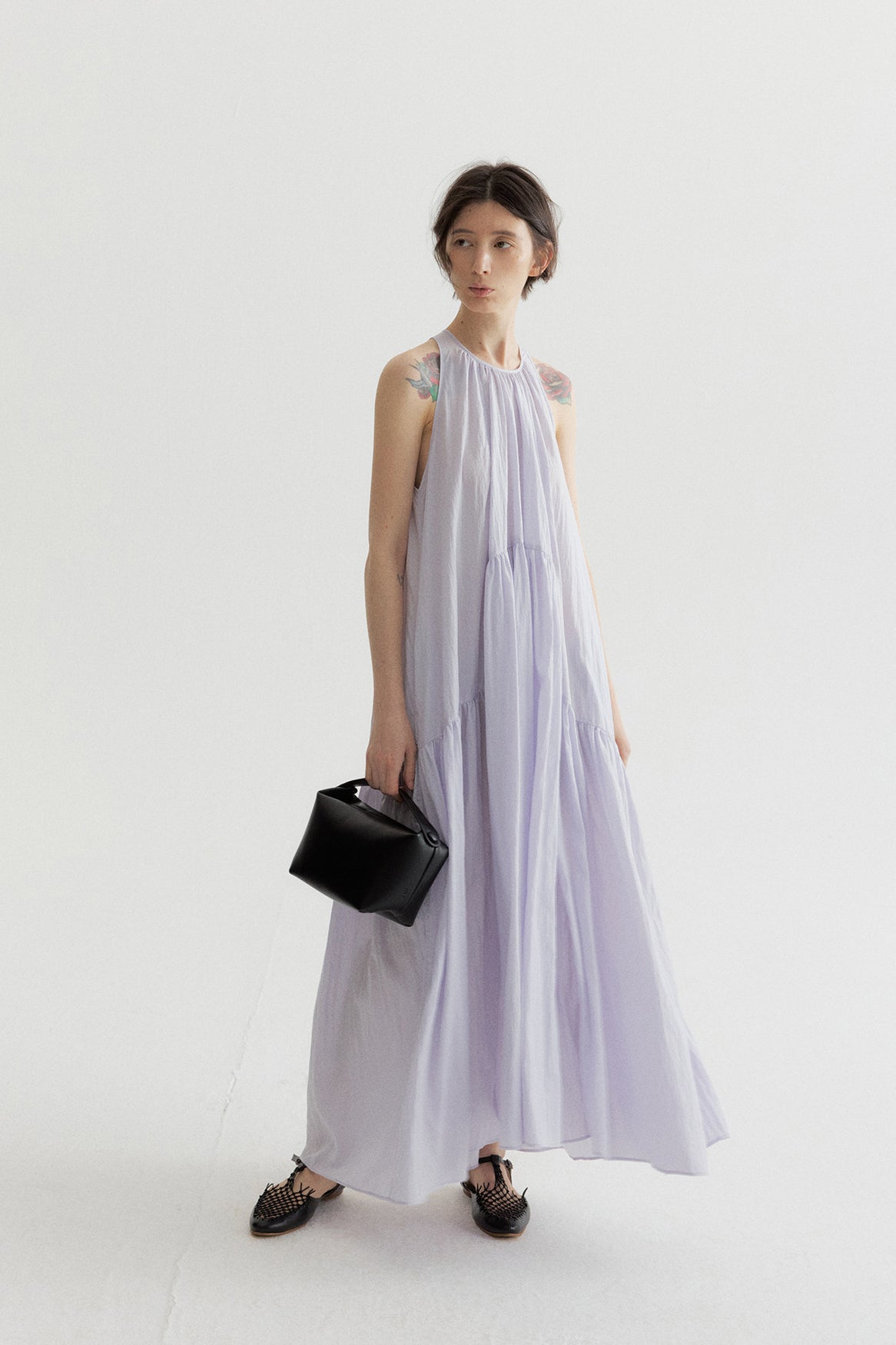 Lyocell blend voluminous airy maxi sleeveless dress | 4 color