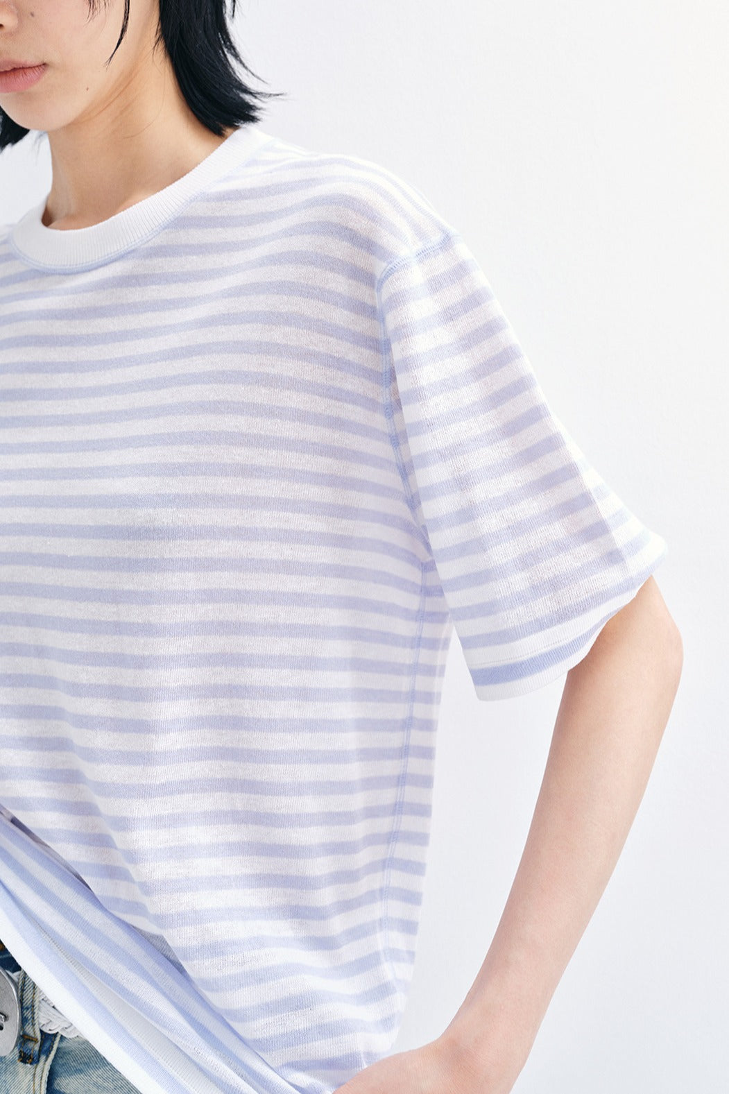 Relaxed-fit striped loose T-shirt | 4 color