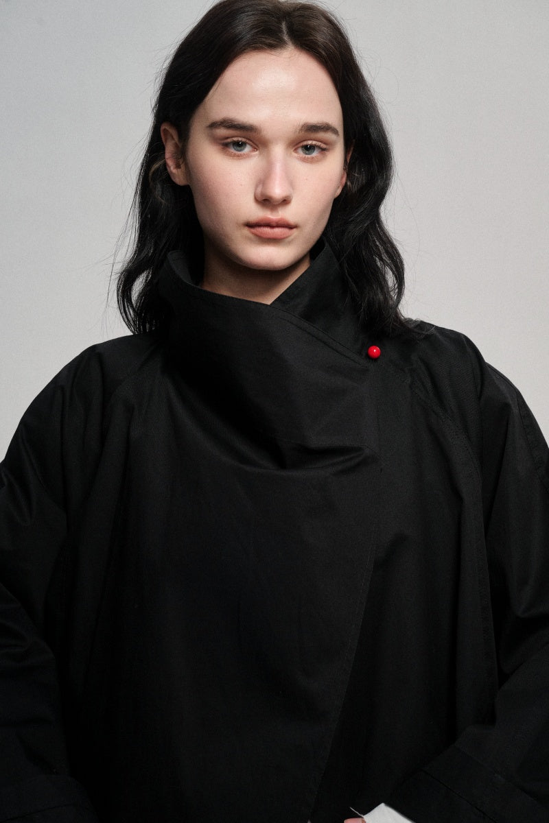 100 cotton structured silhouette trench coat | 2 color