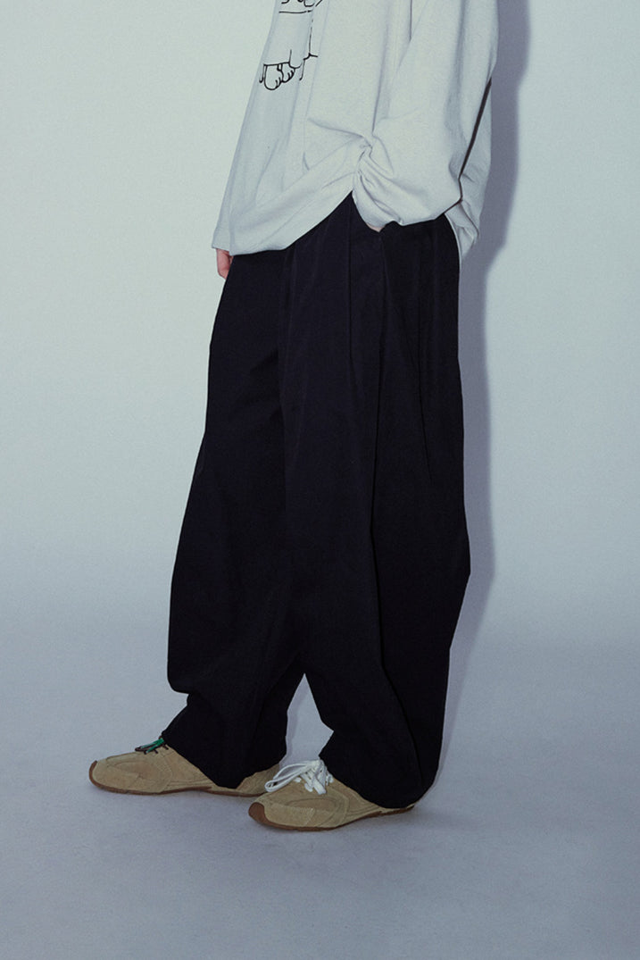 100% cotton balloon silhouette casual pants | 4 color