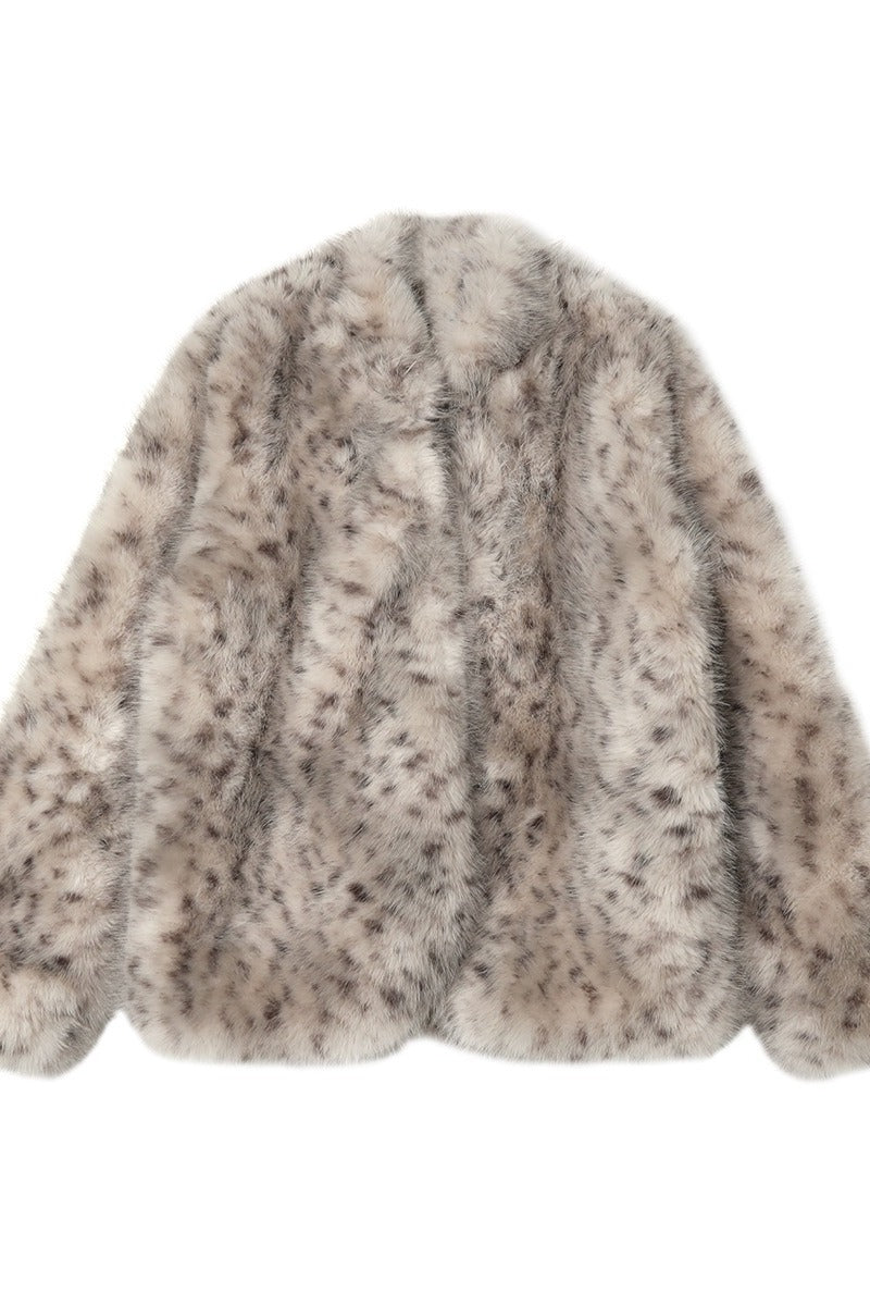 Plush leopard faux-fur boxy cut jacket