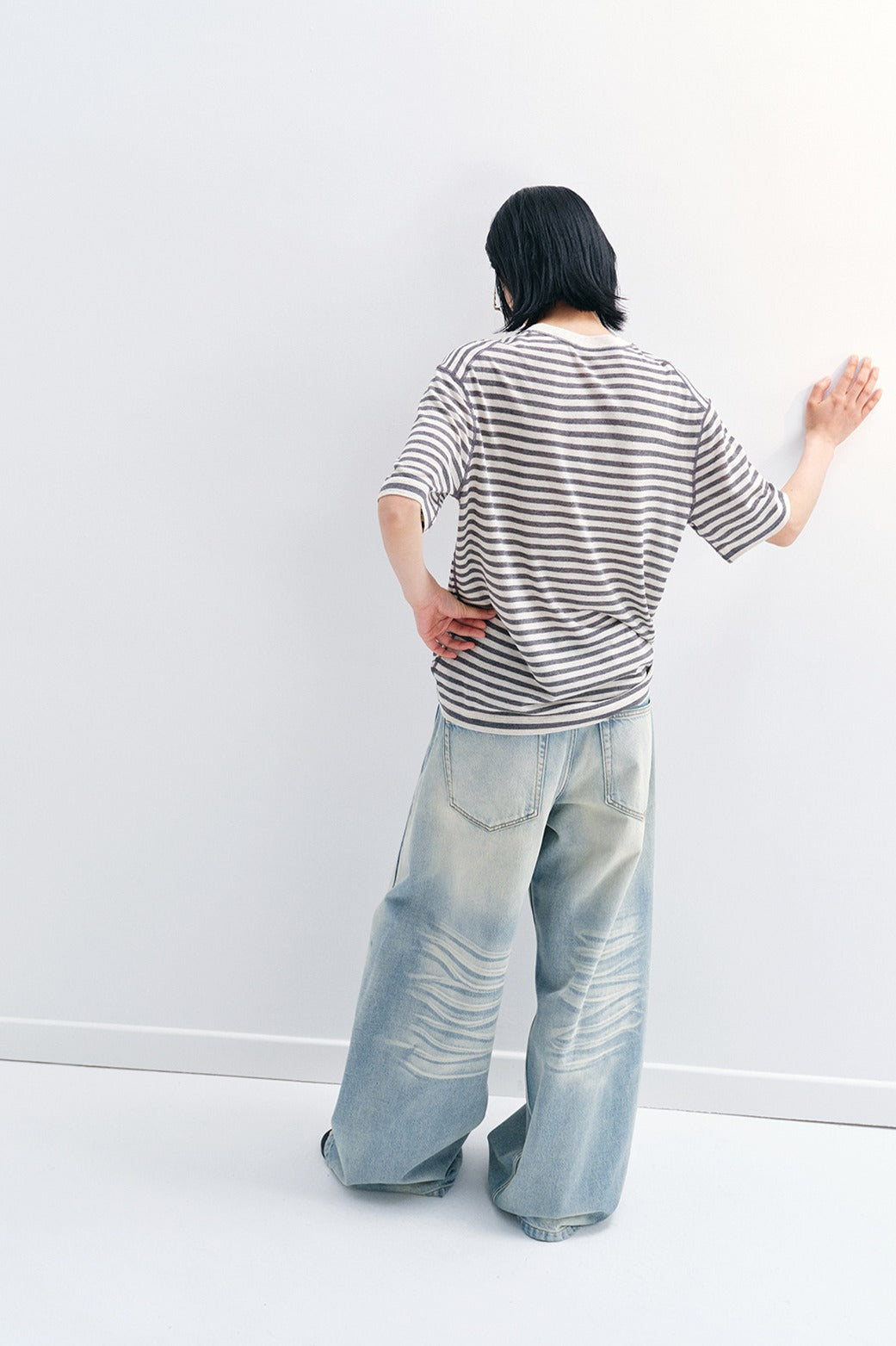 Relaxed-fit striped loose T-shirt | 4 color