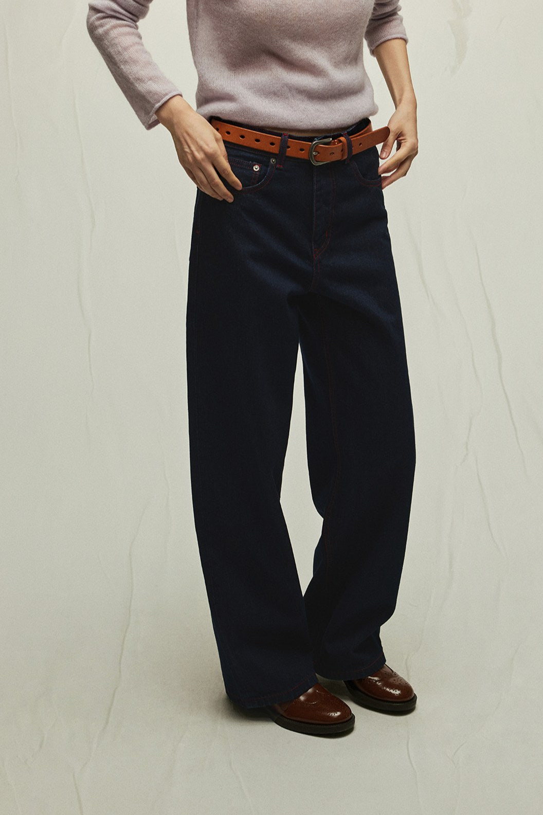 100% cotton color contrasting stitching jeans