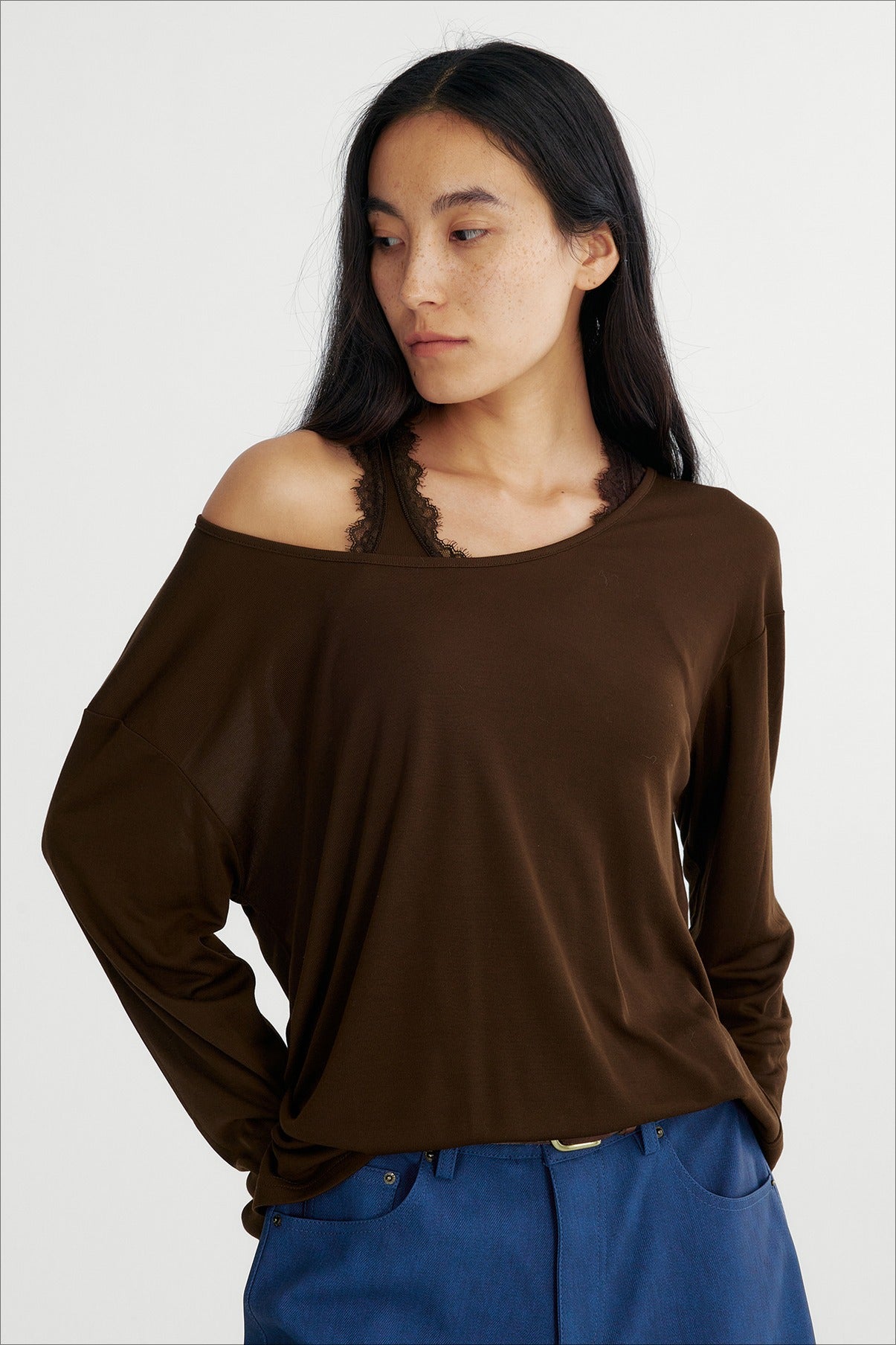 High elastic modal blend relaxed fit sling and t-shirt set | 3 color