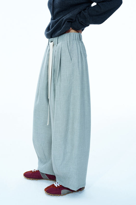 Relaxed fit banana shape cropped casual pants | 4 color