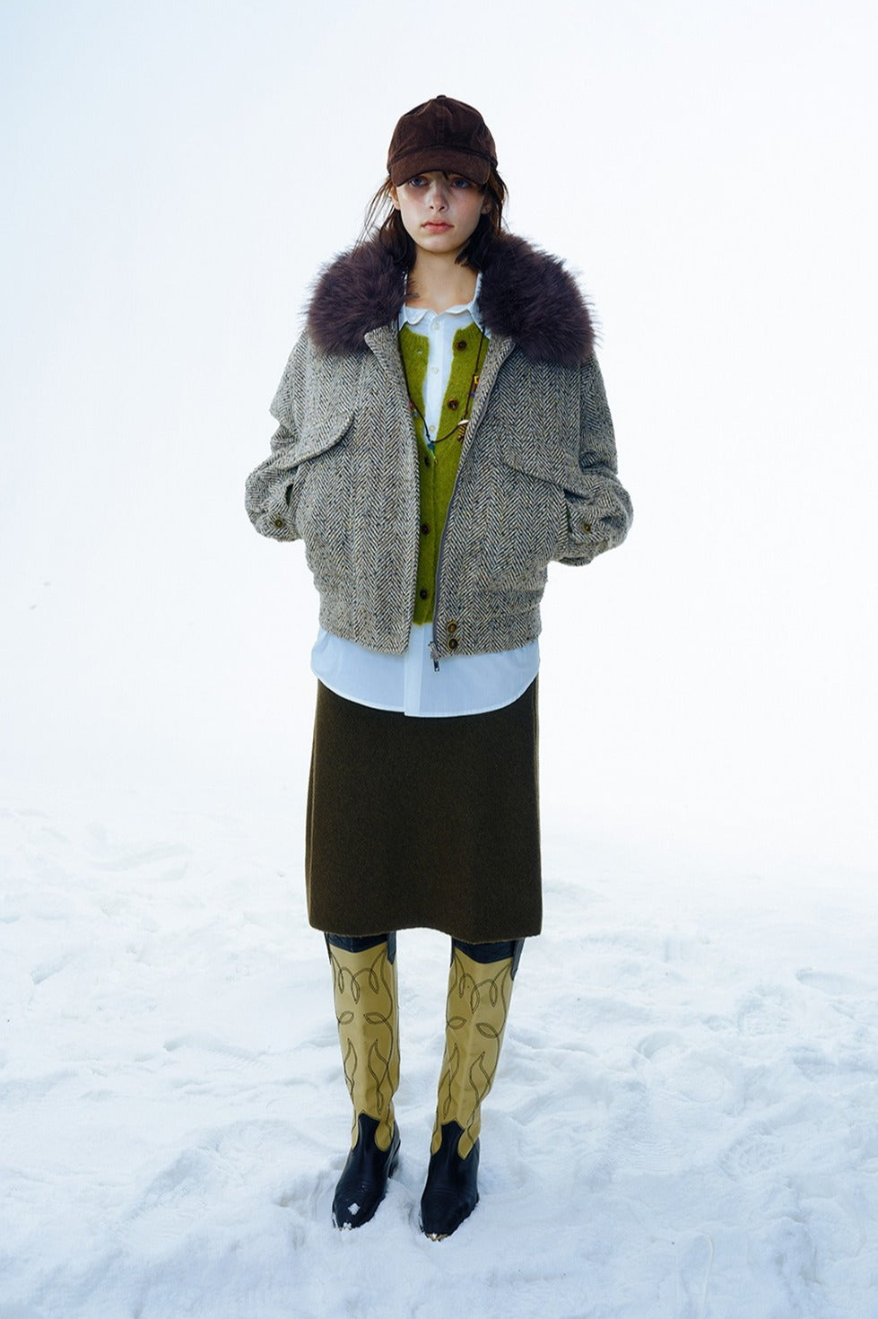 Wool blend fulling tweed jacket | 2 color