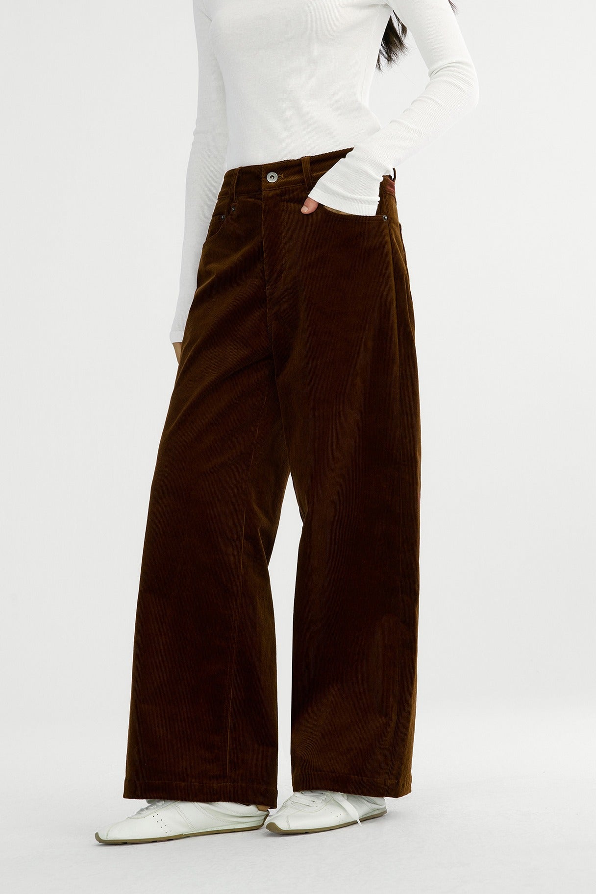 Cotton retro corduroy straight leg trousers | 2 color