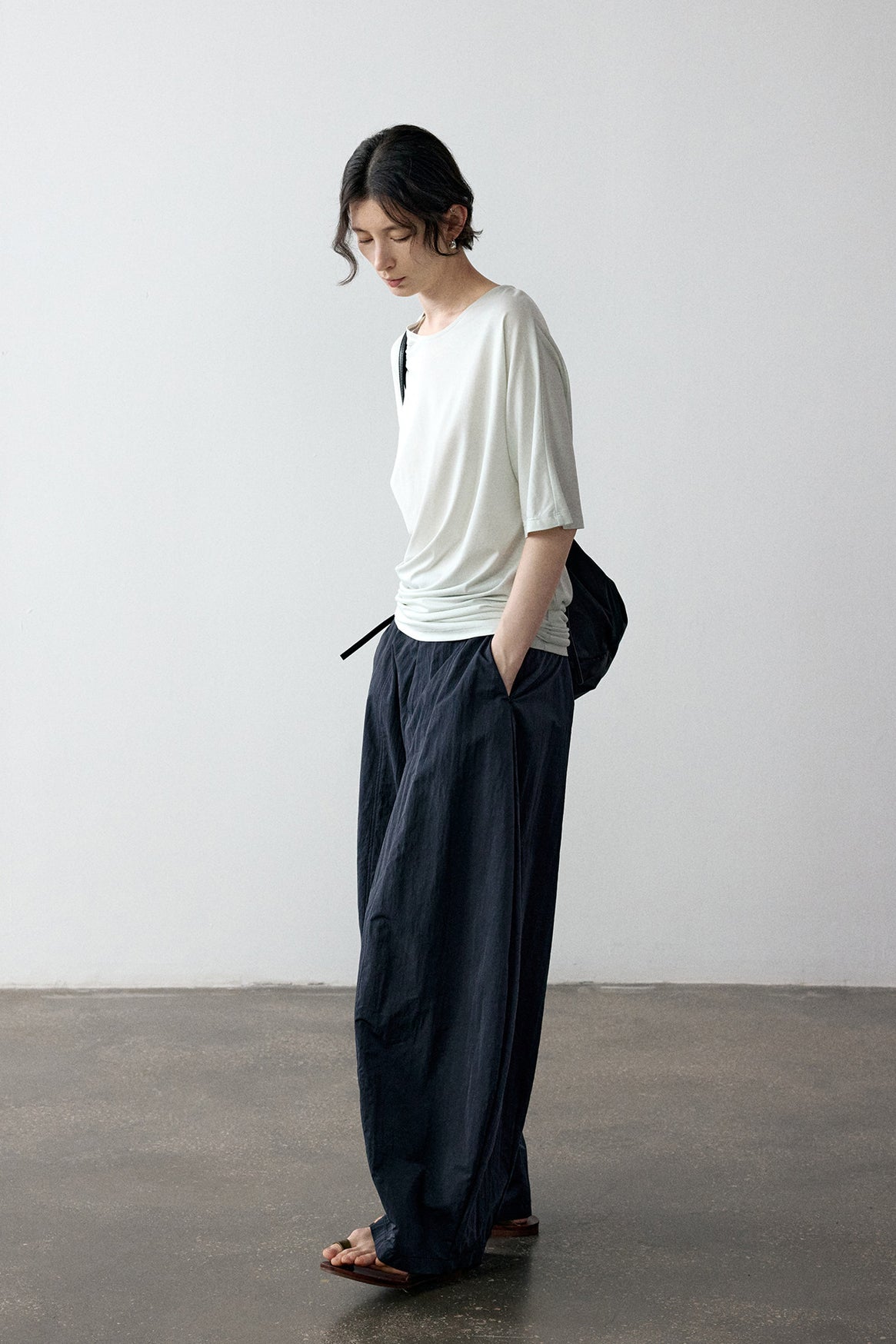 Cotton blend soft irregular hem T-shirt | 4 color