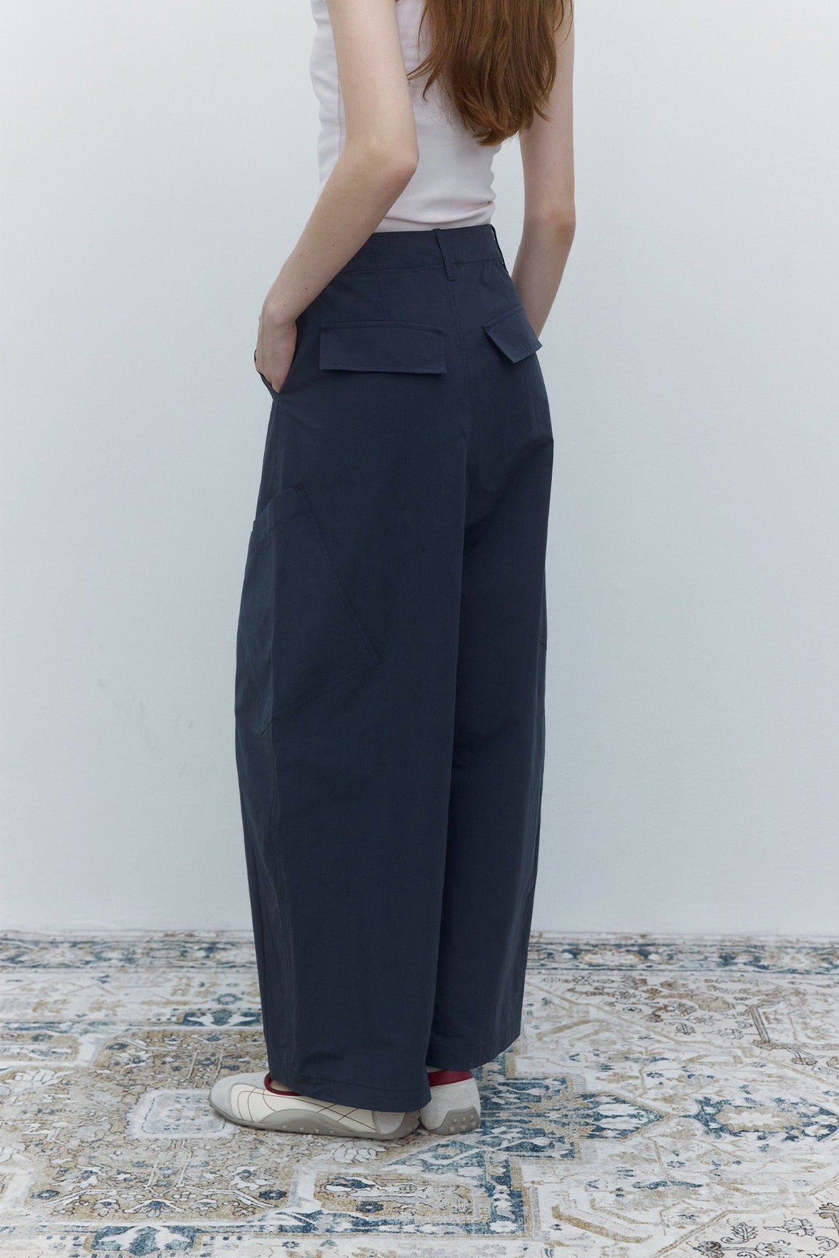 100% cotton high-rise balloon pants with side patch pockets | 4 color