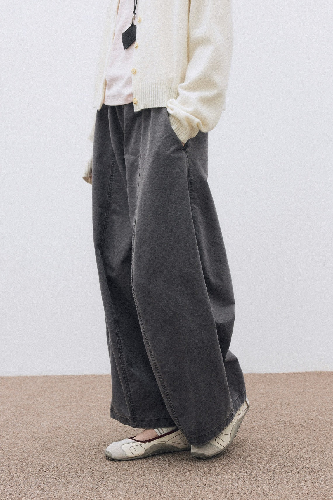 100% cotton lantern shape relaxed-fit pants | 4 color