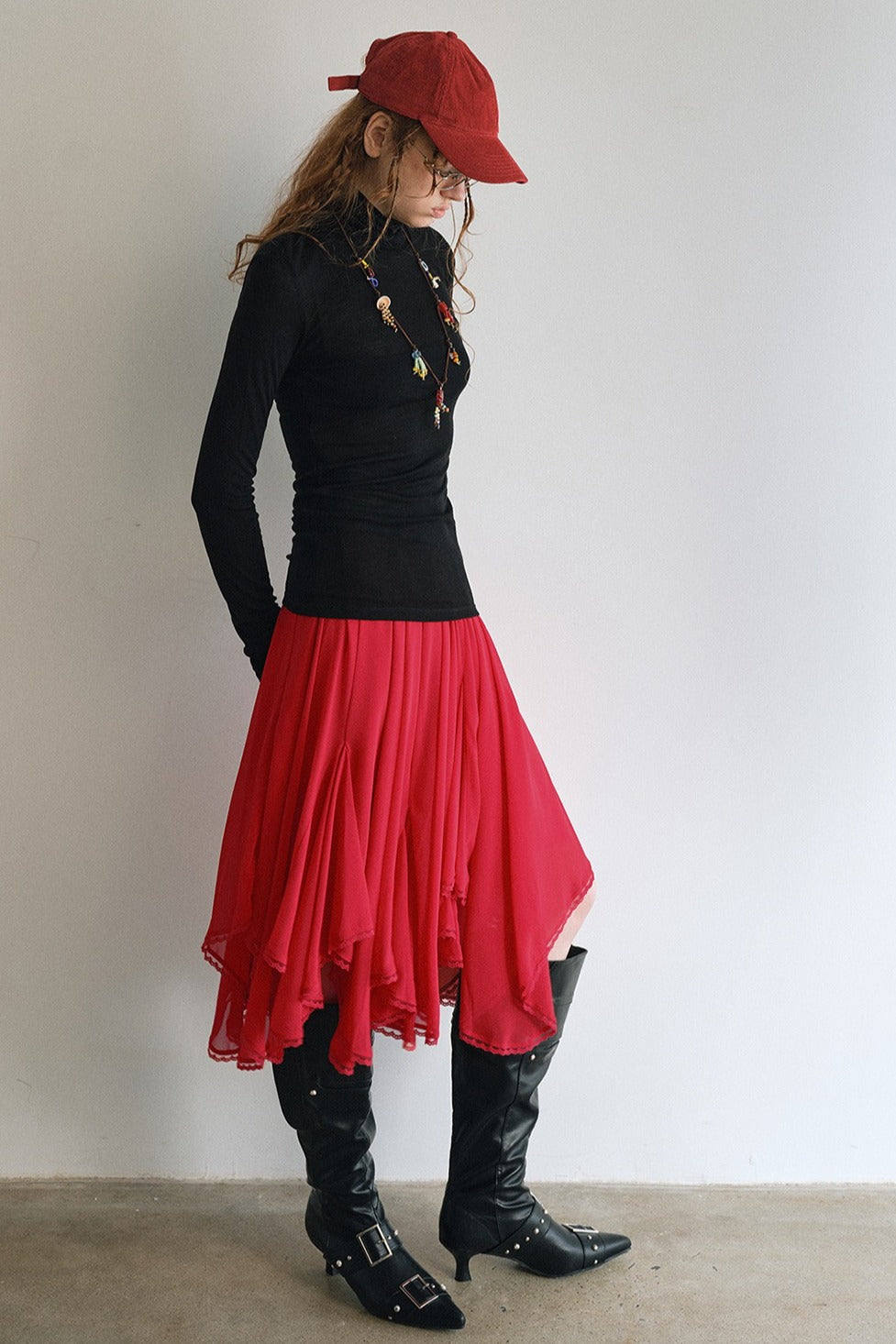 Wool containing lightweight soft high-neck knit top | 6 color