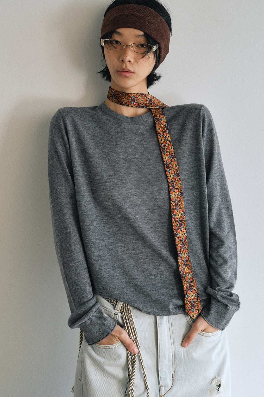 Wool blend back lines loose fit knitwear | 6 color
