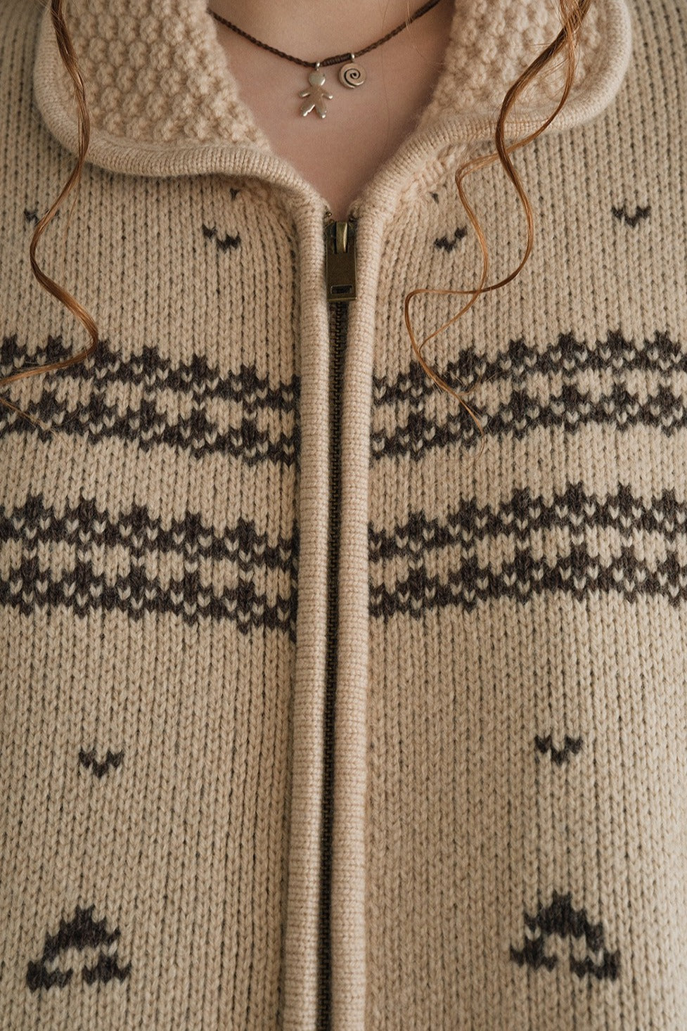 Wool jacquard pattern peter pan collar cardigan | 2 color