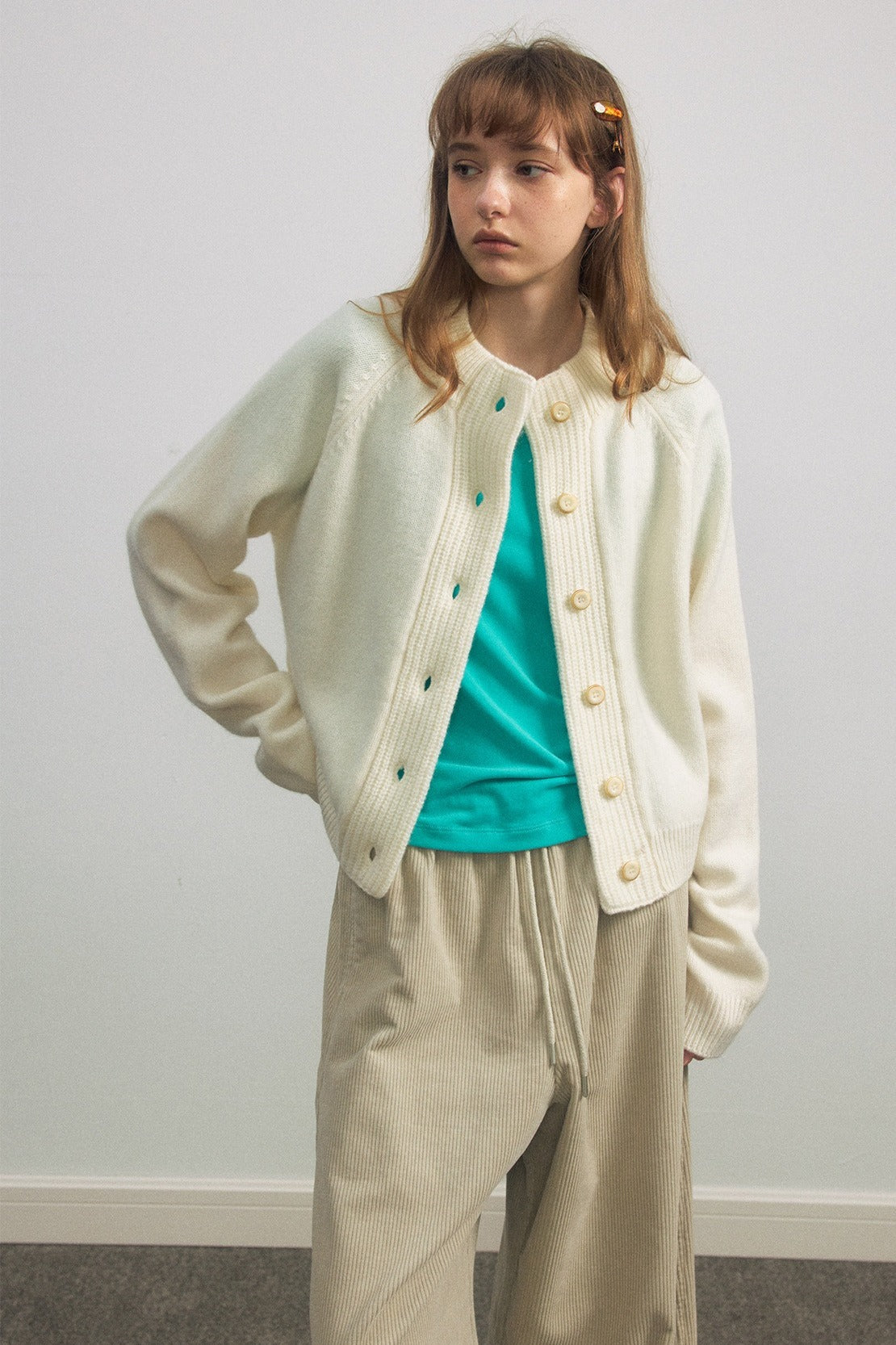 100% wool wide placket cardigan | 5 color