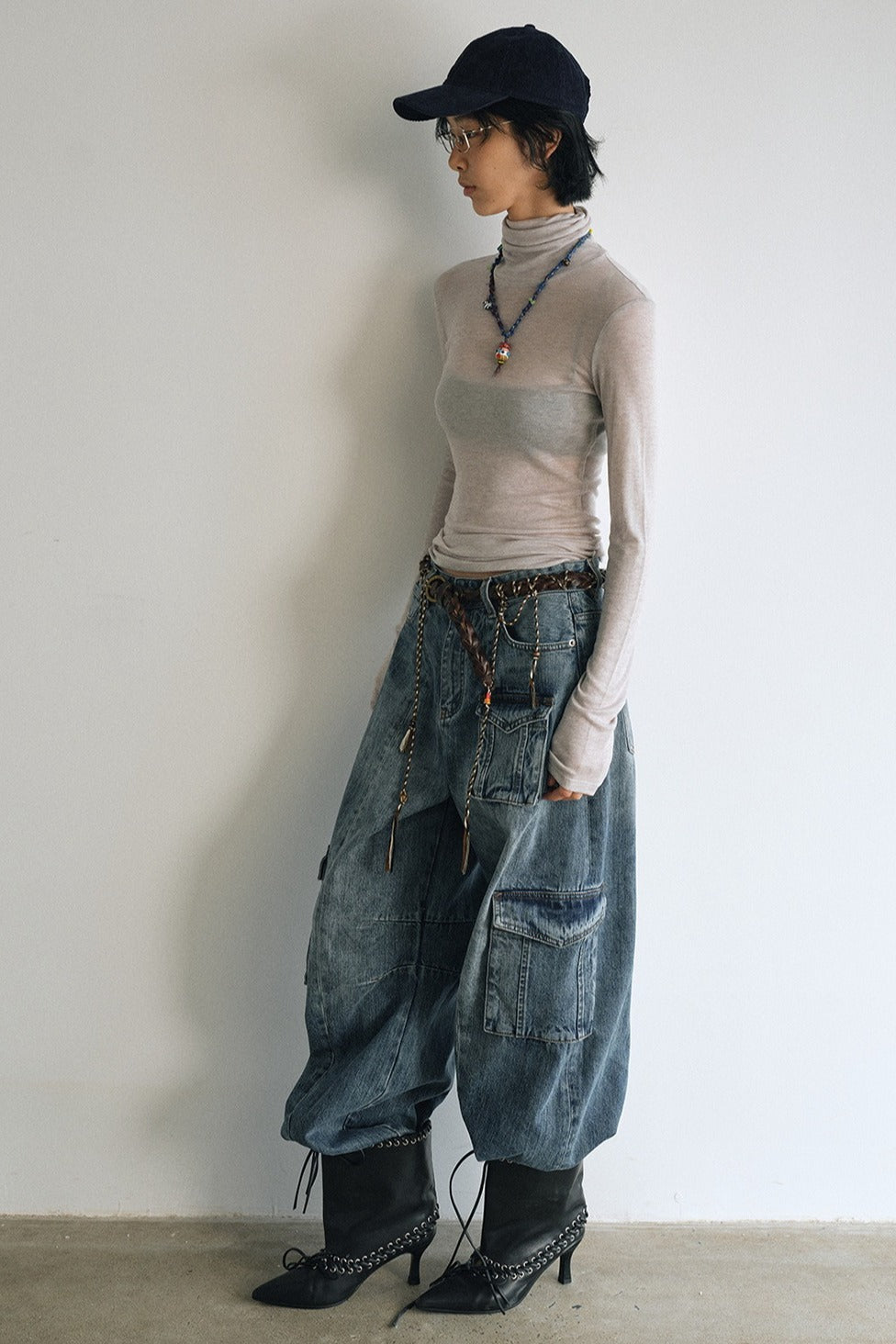 Wool containing lightweight soft high-neck knit top | 6 color