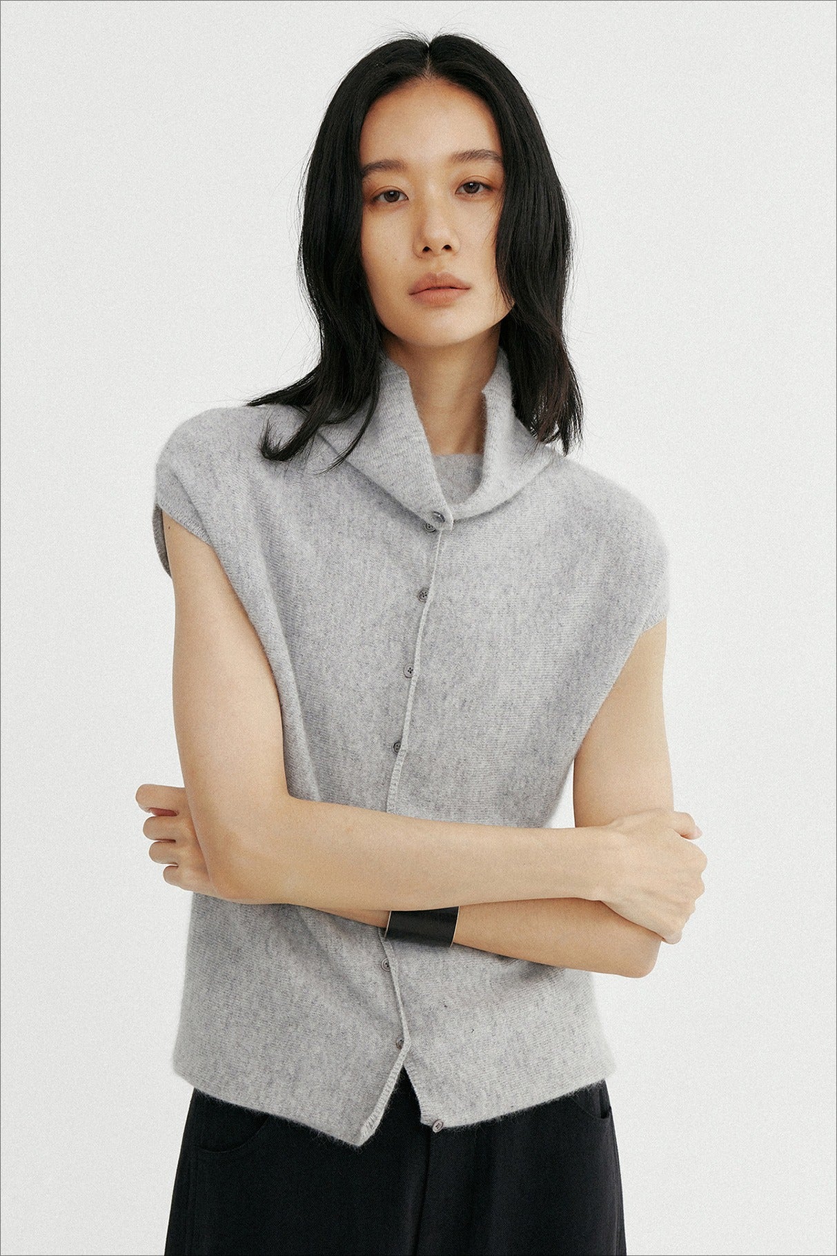 Wool containing lightweight soft knit top and scarf | 3 color