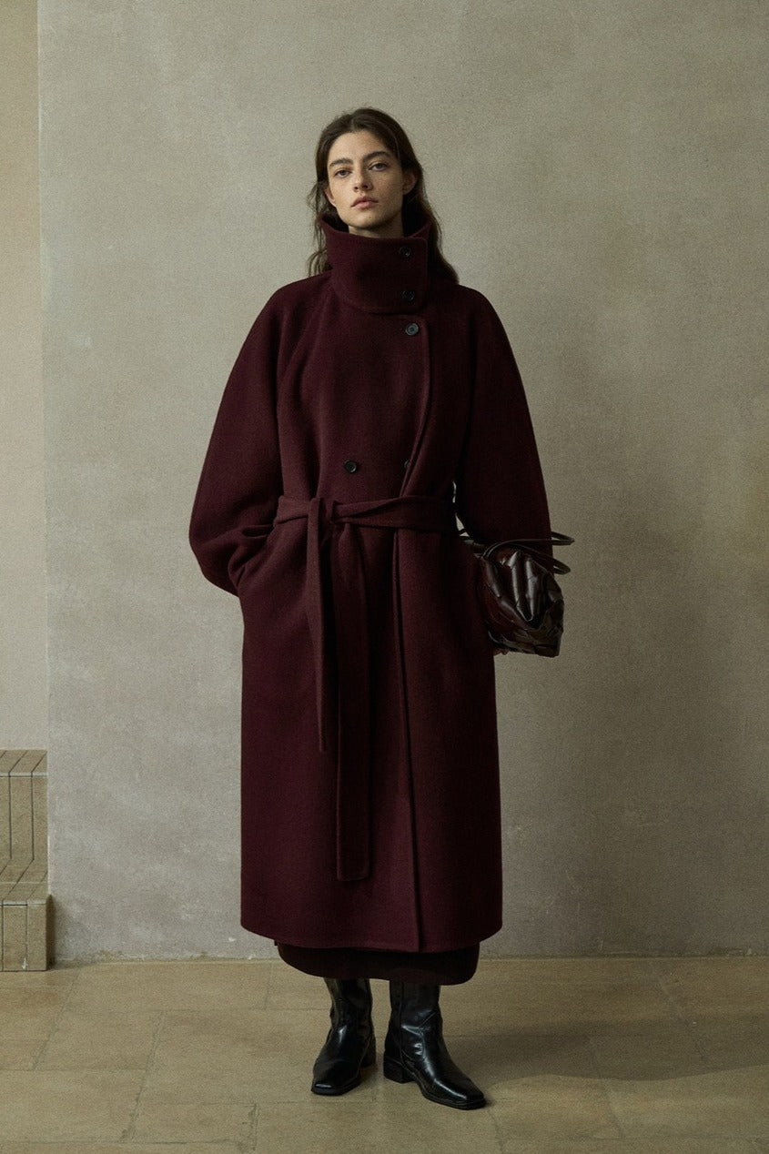 Wool blend loose-fit structured overcoat