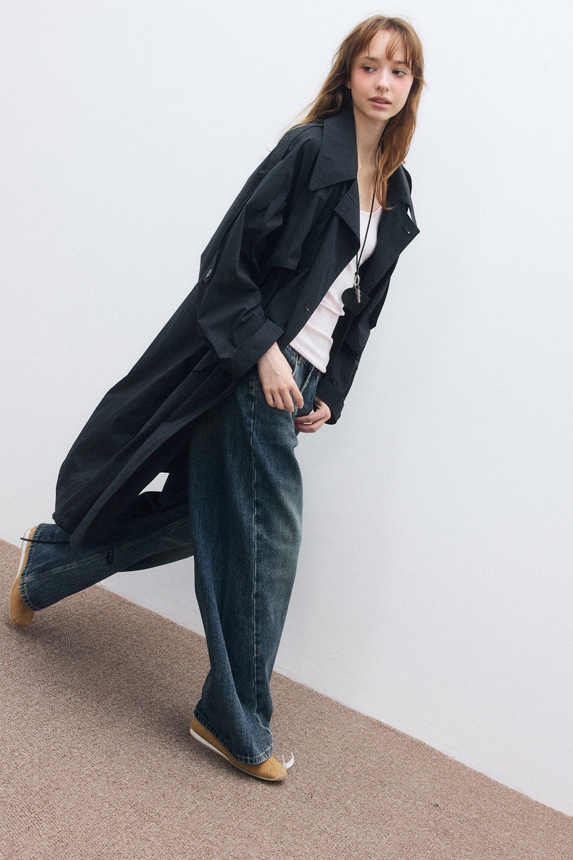 Cotton-nylon lightweight trench coat | 2 color