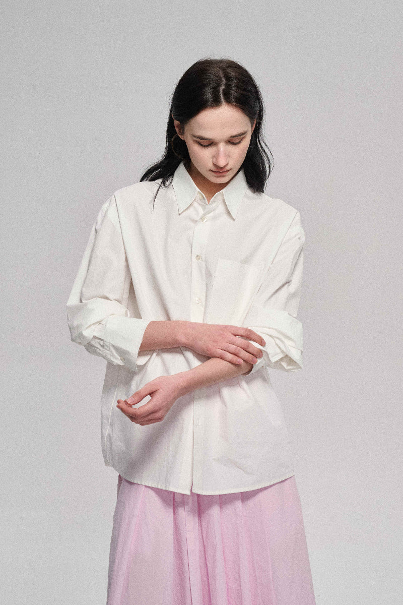 Chemise oversize à bords bruts 100 % coton