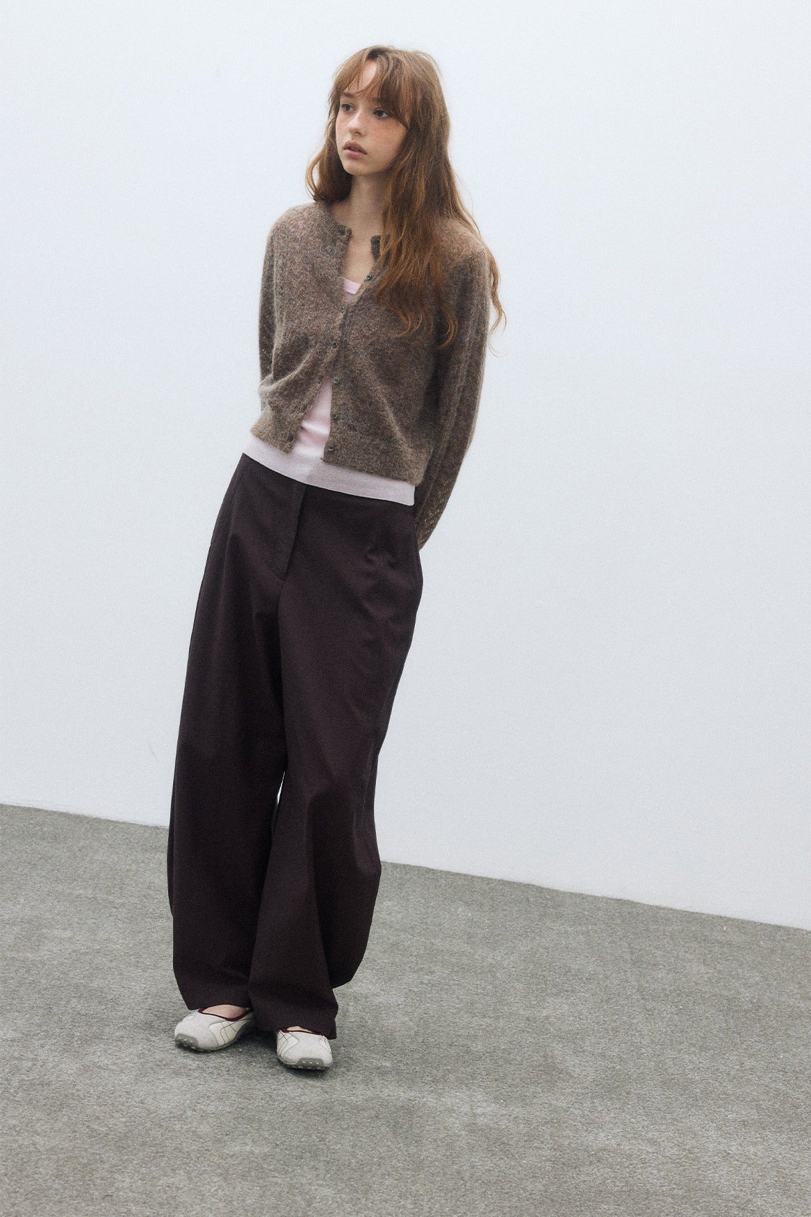 Viscose-cotton curved silhouette casual cleanfit pants | 3 color