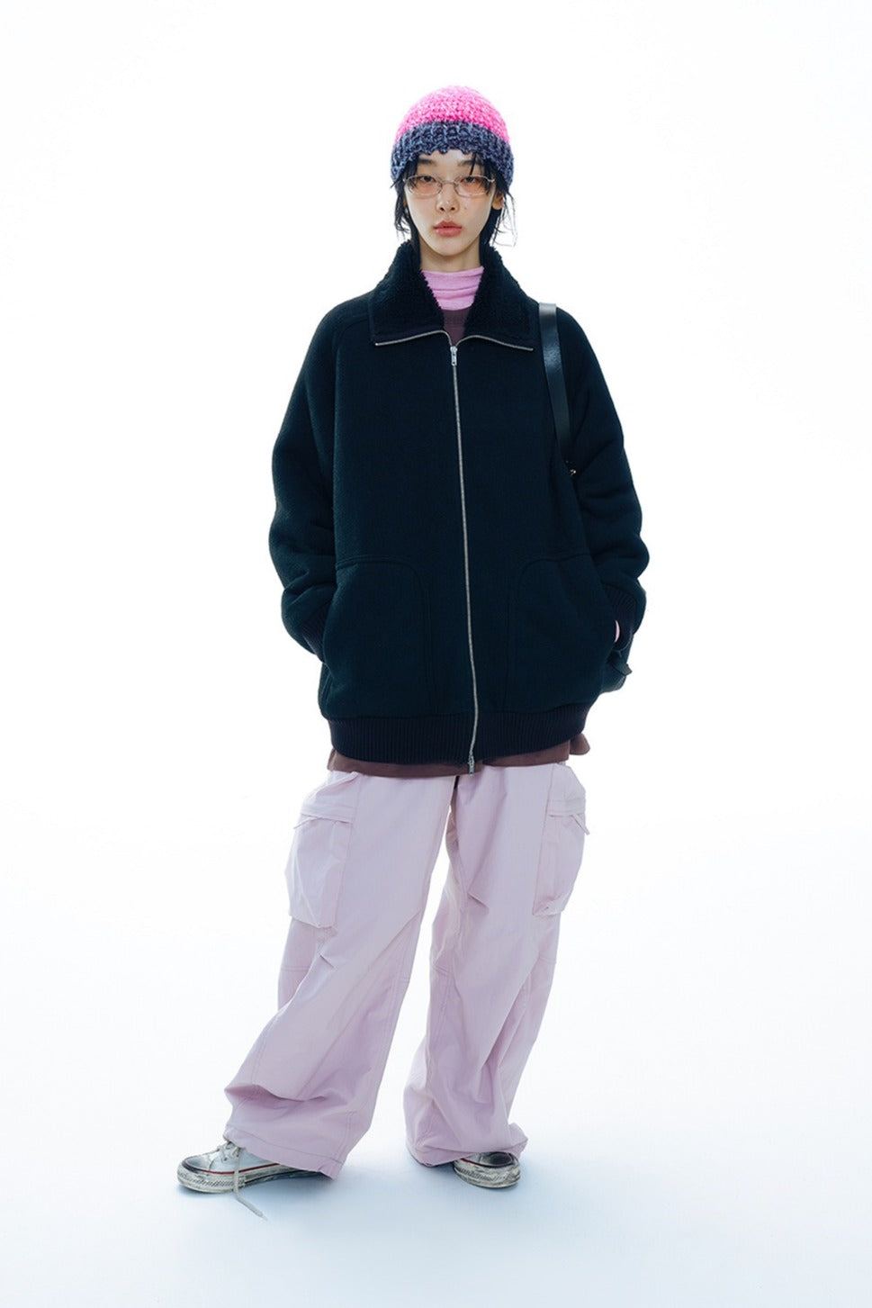 Plush wool-blend “pearl-fleece” oversized jacket | 2 color