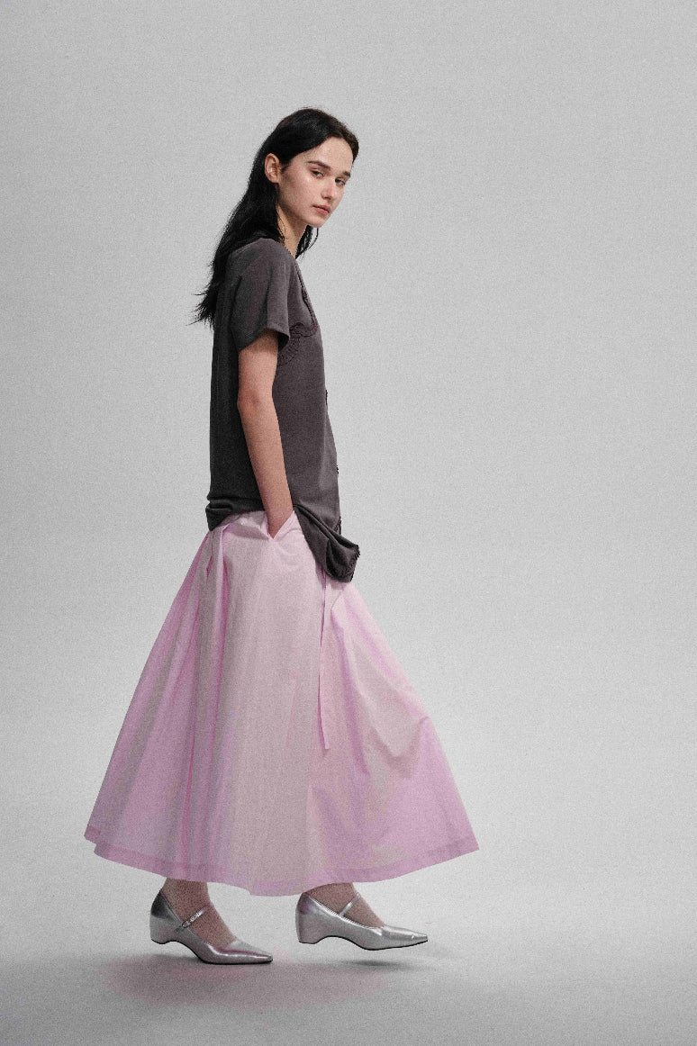Jupe parapluie plissée style portefeuille 100 % coton