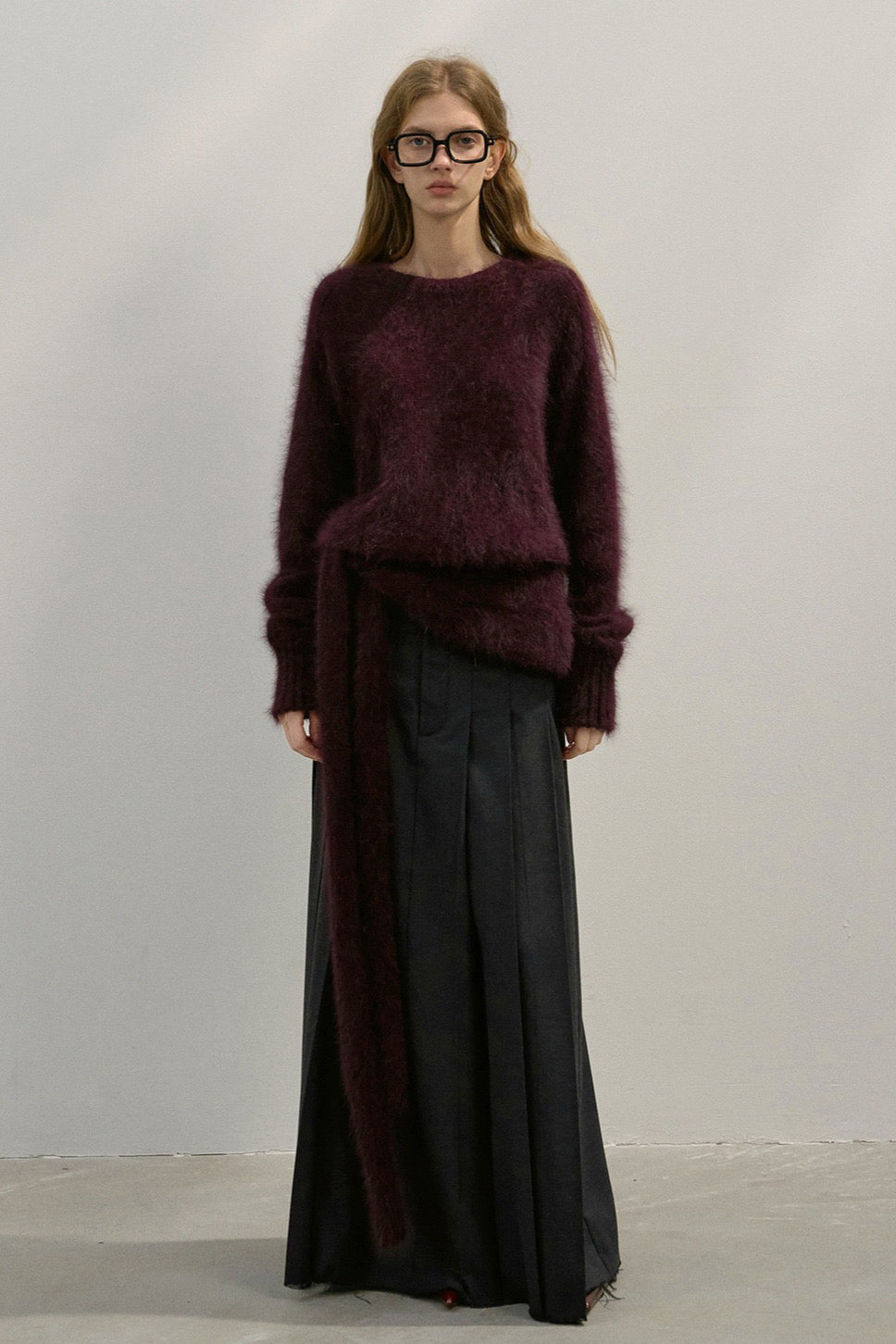 Flattering pleated raw-edge finish A-line skirt | 4 color
