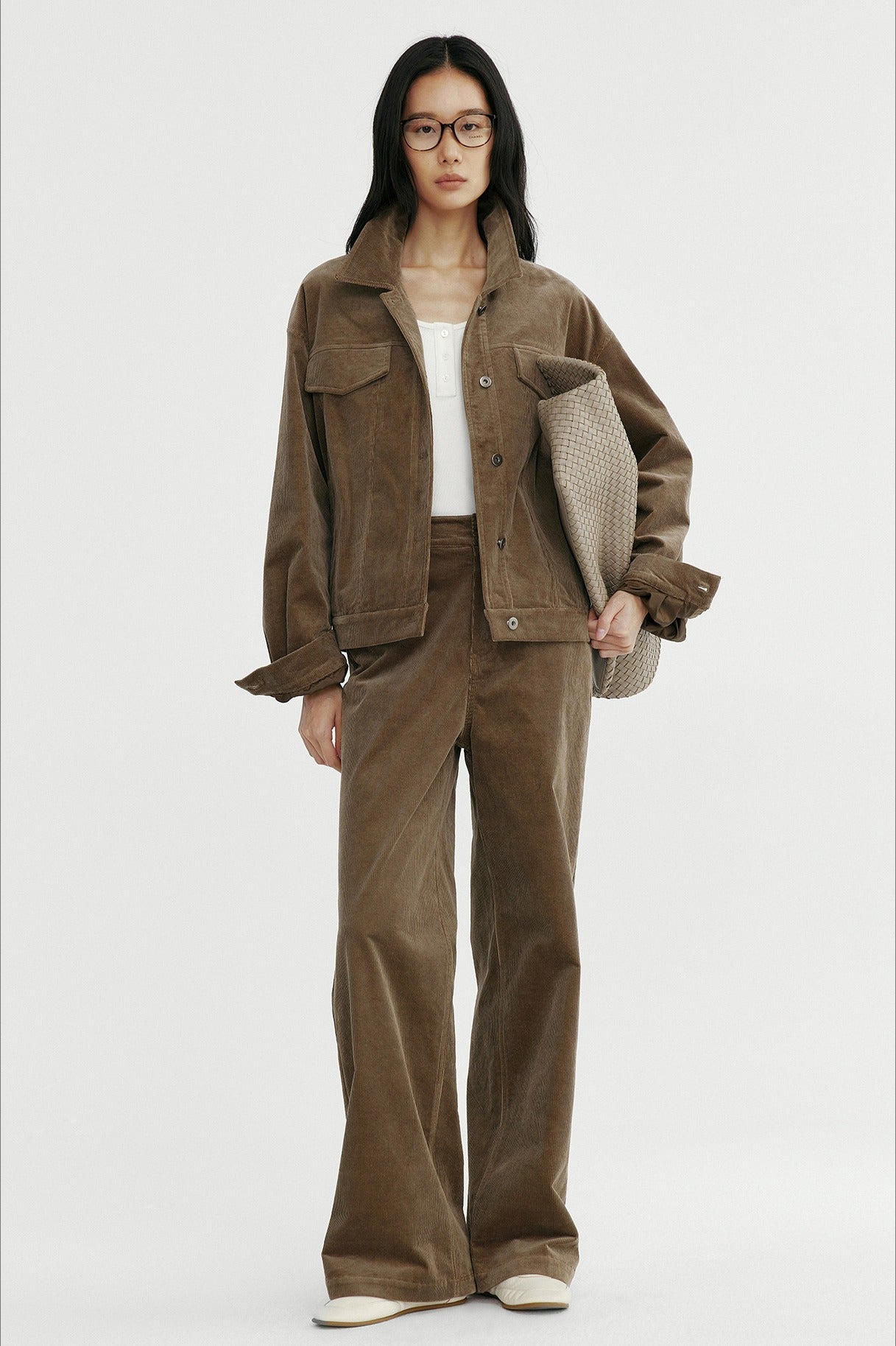 Cotton retro corduroy straight leg trousers | 2 color