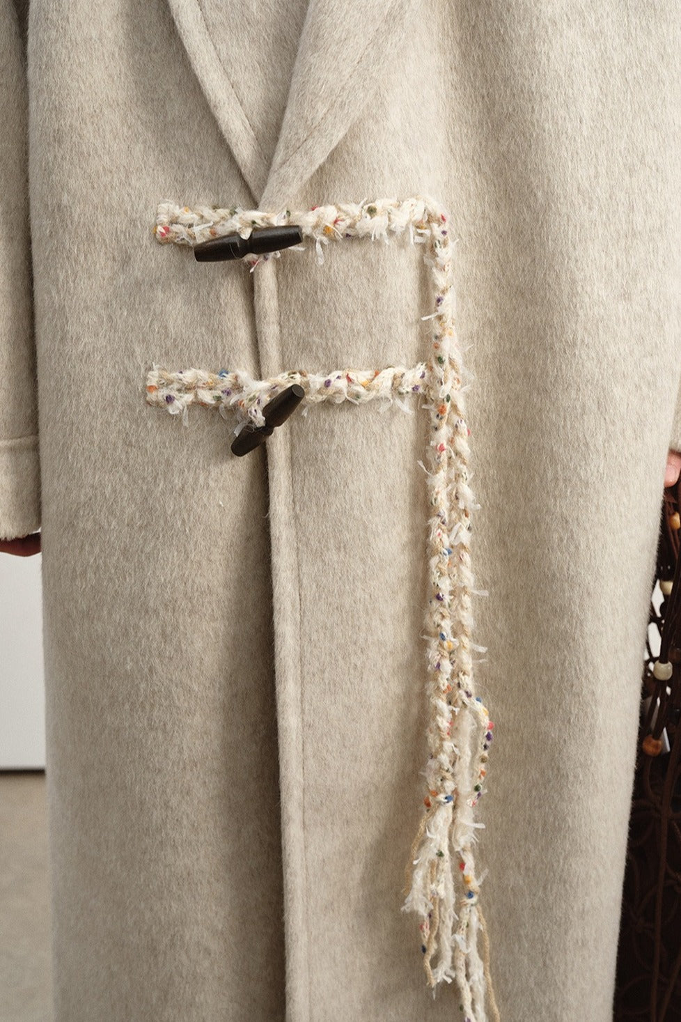 Wool-silk-angora ultra-loose V-neck over coat | 3 color