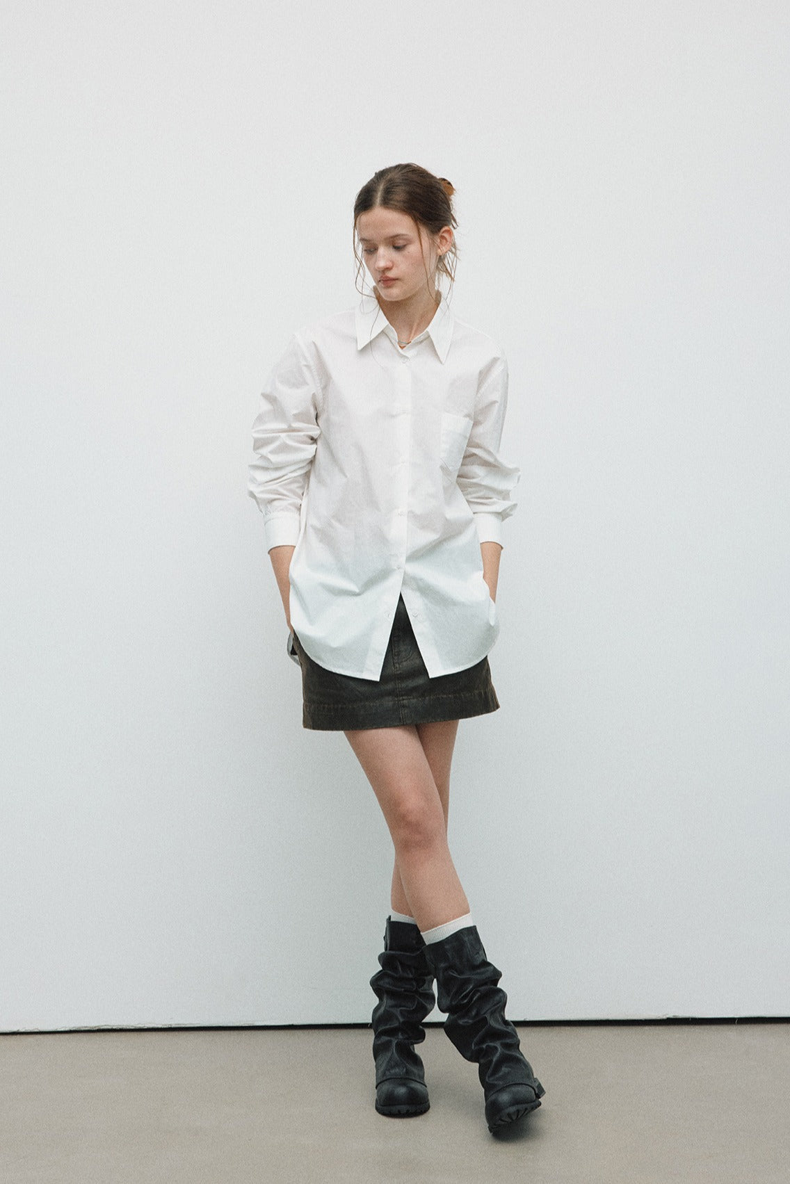 Camisa minimalista de largo medio 100% algodón | 3 colores