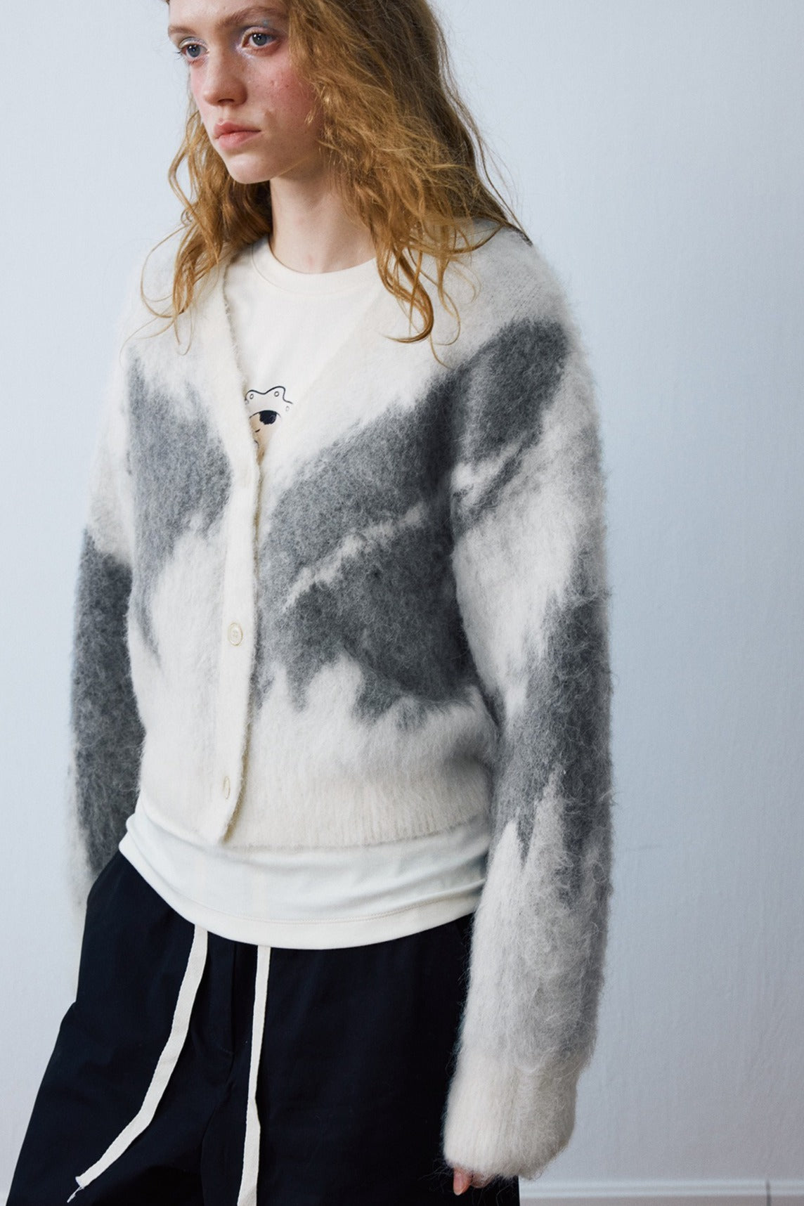 Alpaca blend V-neck casual cardigan | 3 color