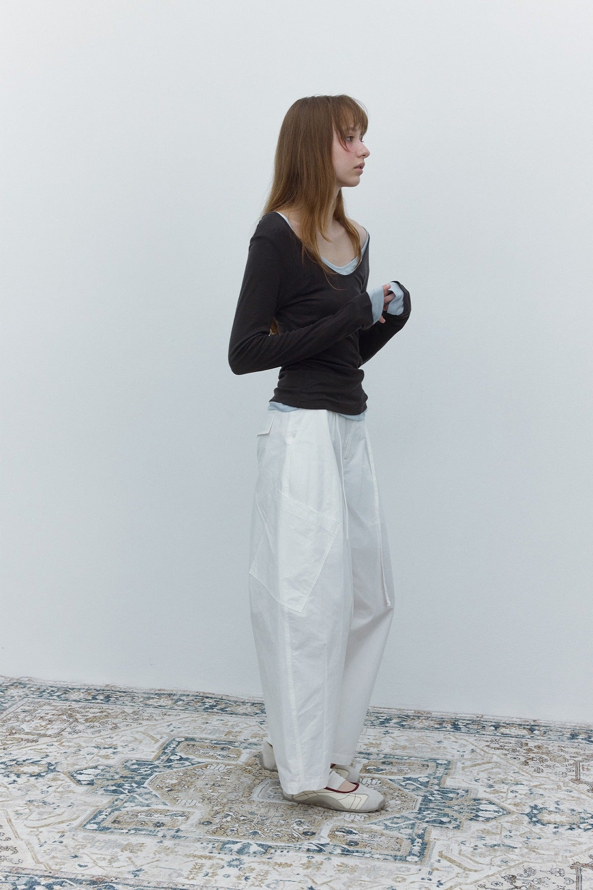 100% cotton high-rise balloon pants with side patch pockets | 4 color
