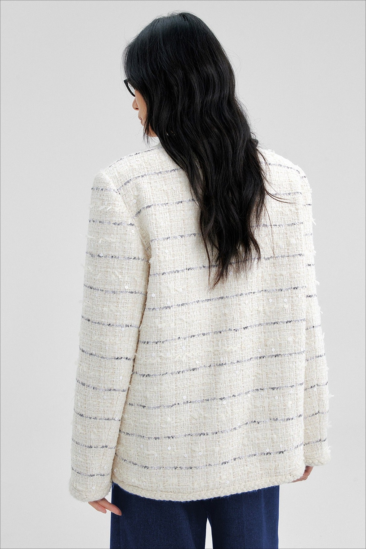 Wool blend elegant tweed jacket