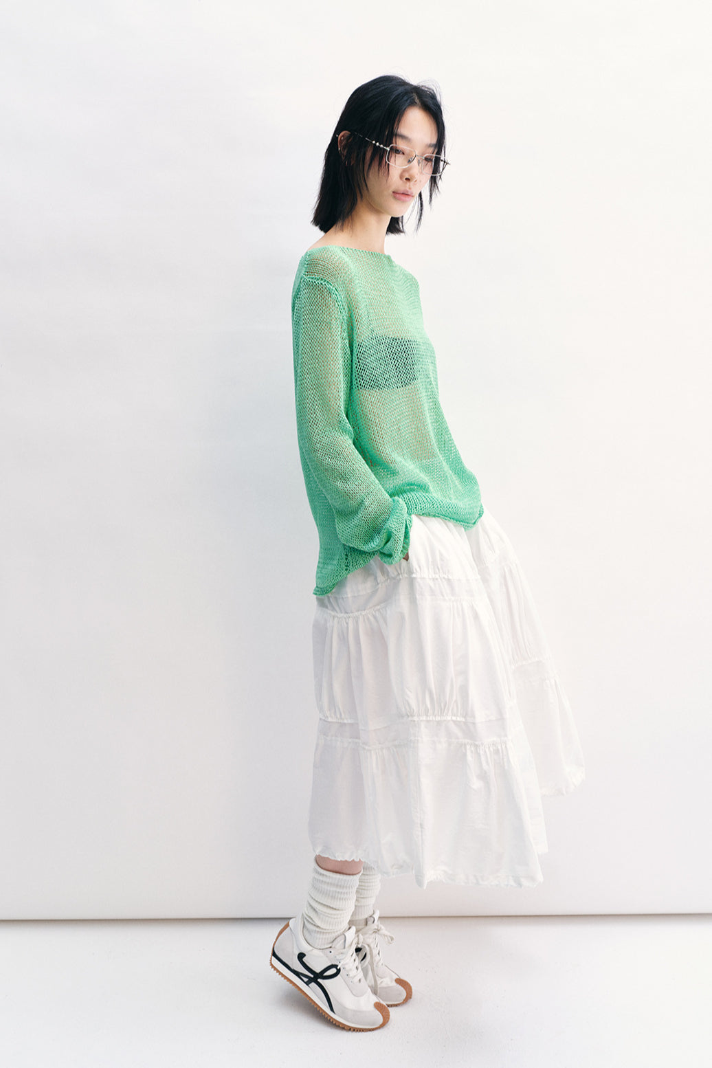Jupe en coton mélangé à texture froissée | 3 couleurs