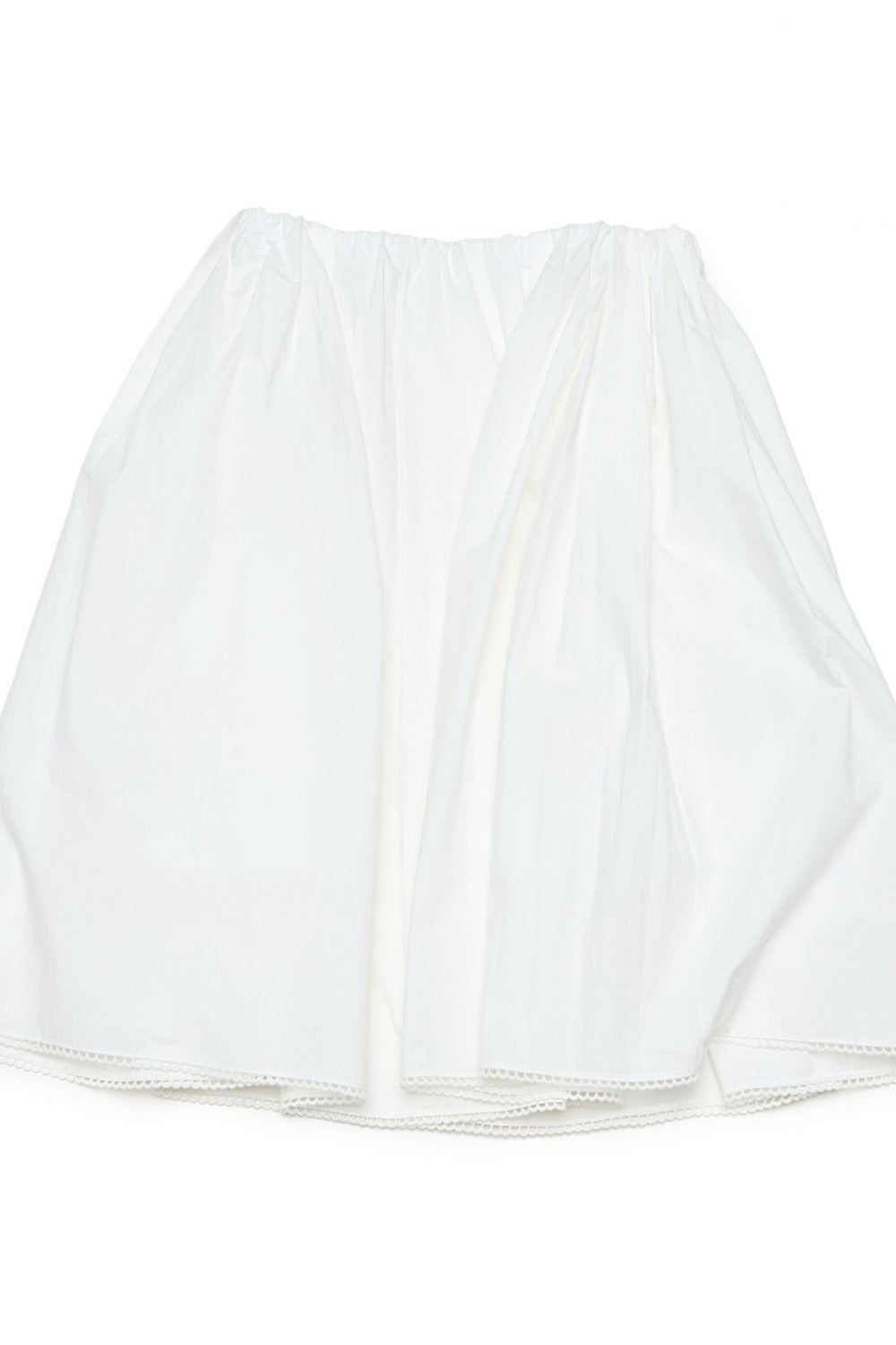 Textured cotton midi skirt with lace trim | 4 color