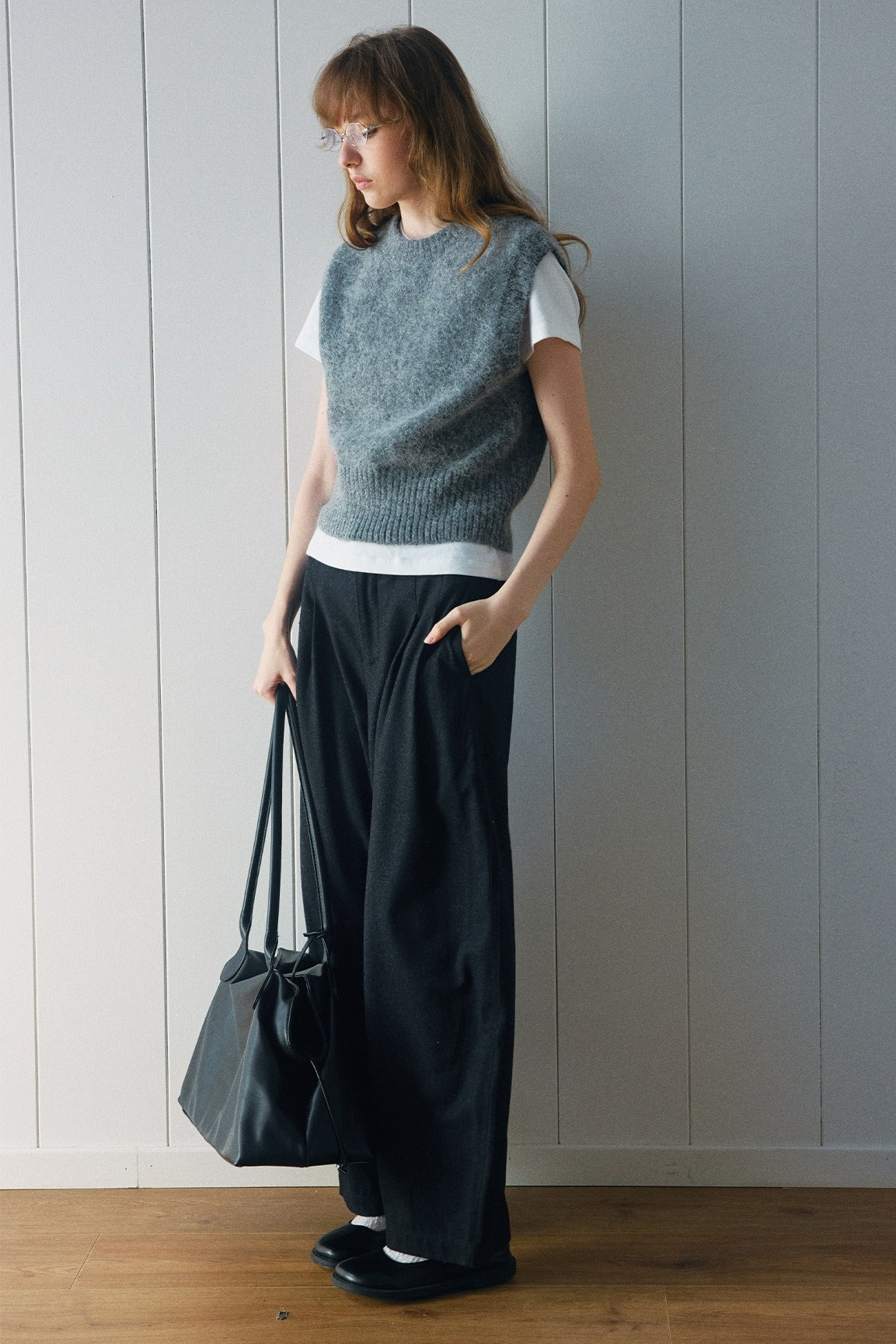 Alpaca blend minimalist cropped vest | 4 color