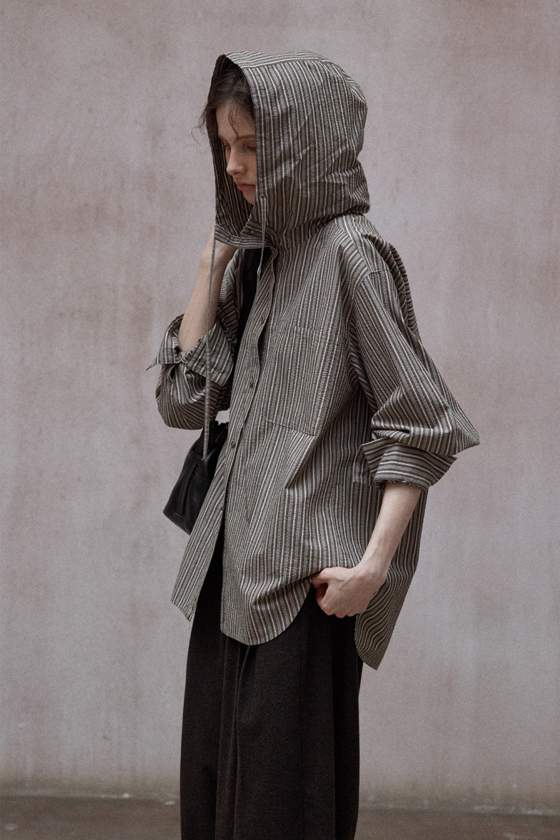 100% cotton bubble-textured fabric hooded shirt | 3 color